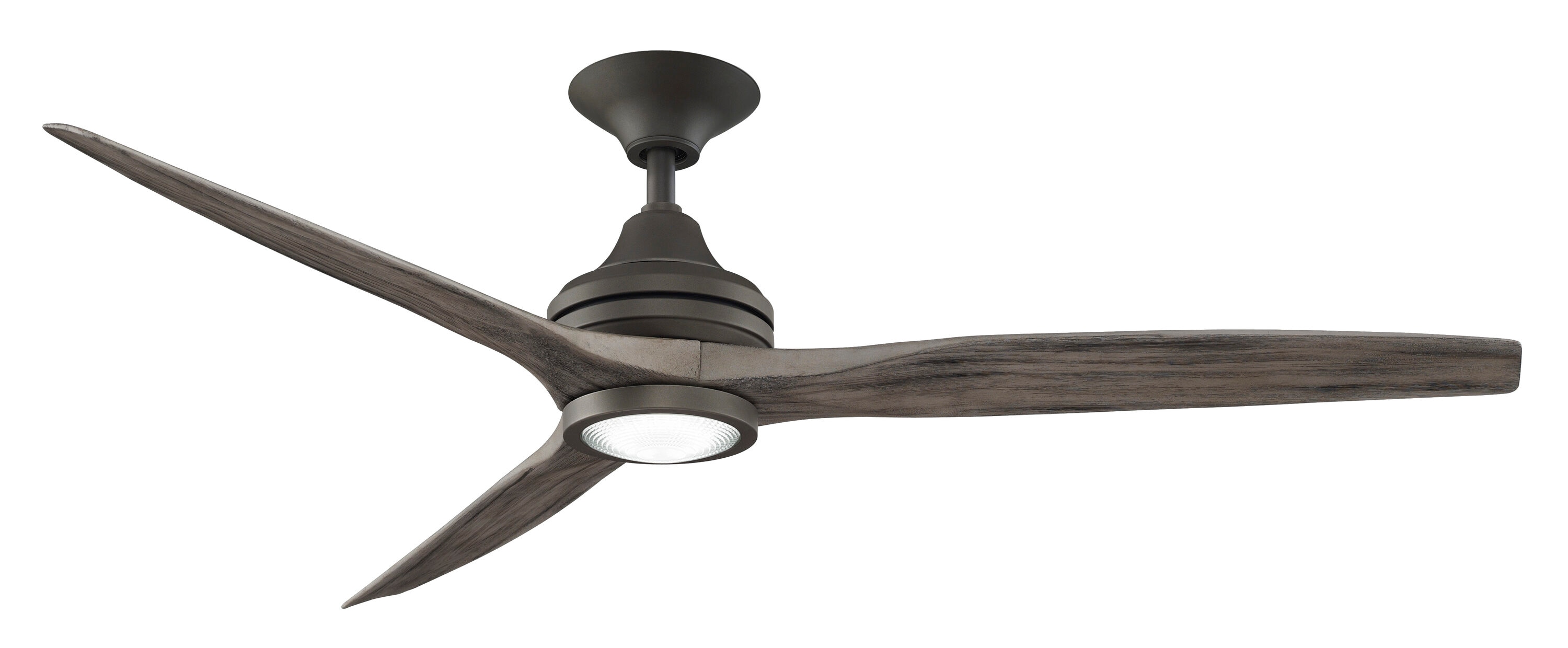 Fanimation FP6721BGR-60WE-LK Spitfire 60-in Integrated LED Outdoor Matte Greige with Weathered Wood Blades Propeller Ceiling Fan With Light - Remote Included ( 3 -Blade )