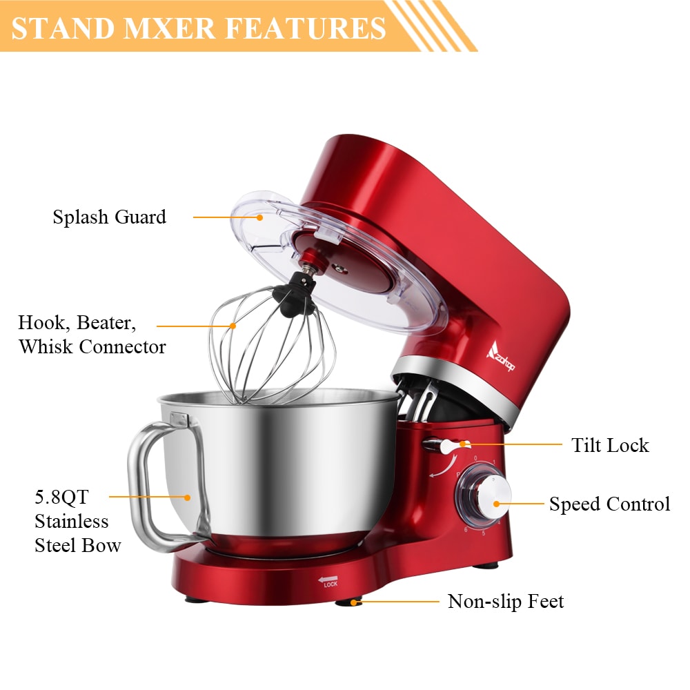 New Upgrade Food Mixer, 5.8 QT Electric Kitchen Mixer, 660W 6