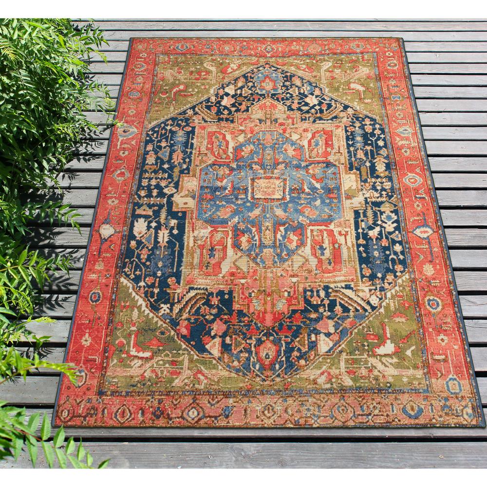 Liora Manne Red and Blue Synthetic Flat Woven Area Rug