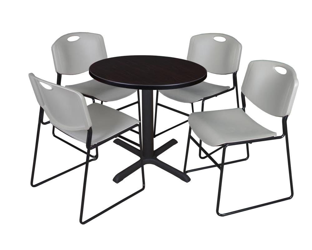 Regency TB30RNDMW44GY Breakroom Brown 4-Person Training Table (30-in W x 29-in H)
