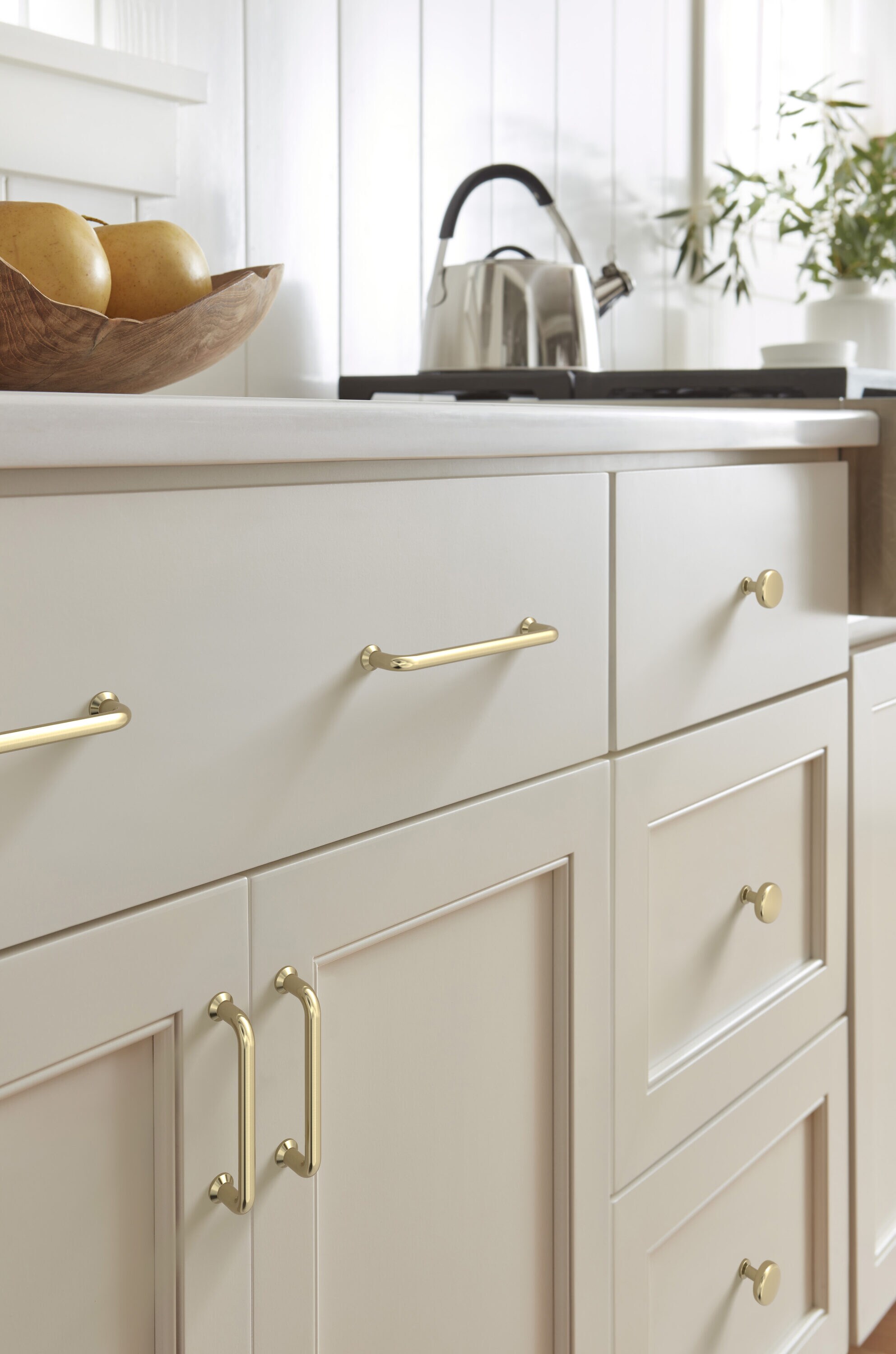 Golden Champagne Modern Round Cabinet Knob with Mounting Hardware