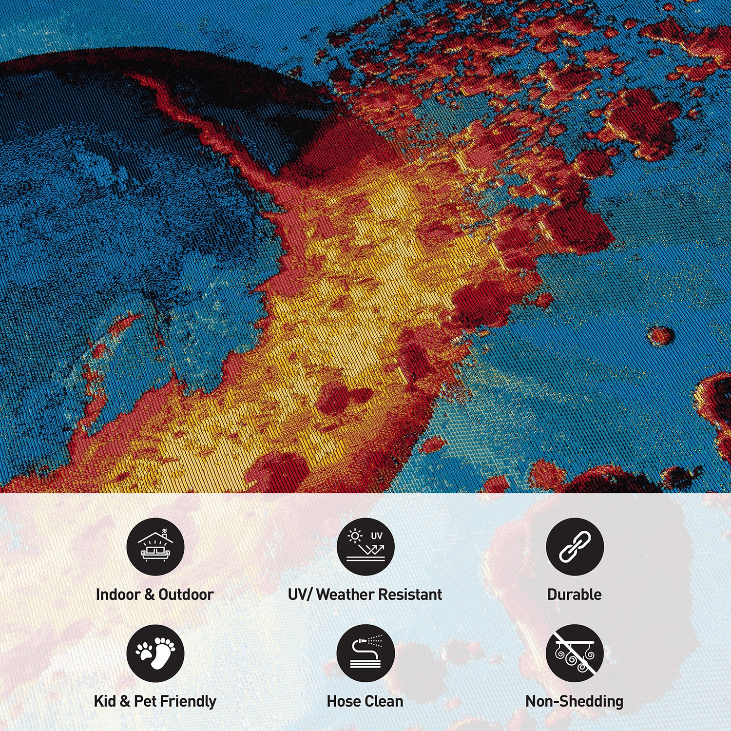 Galactic Wonder Blue and Red Synthetic Area Rug 5' x 7'