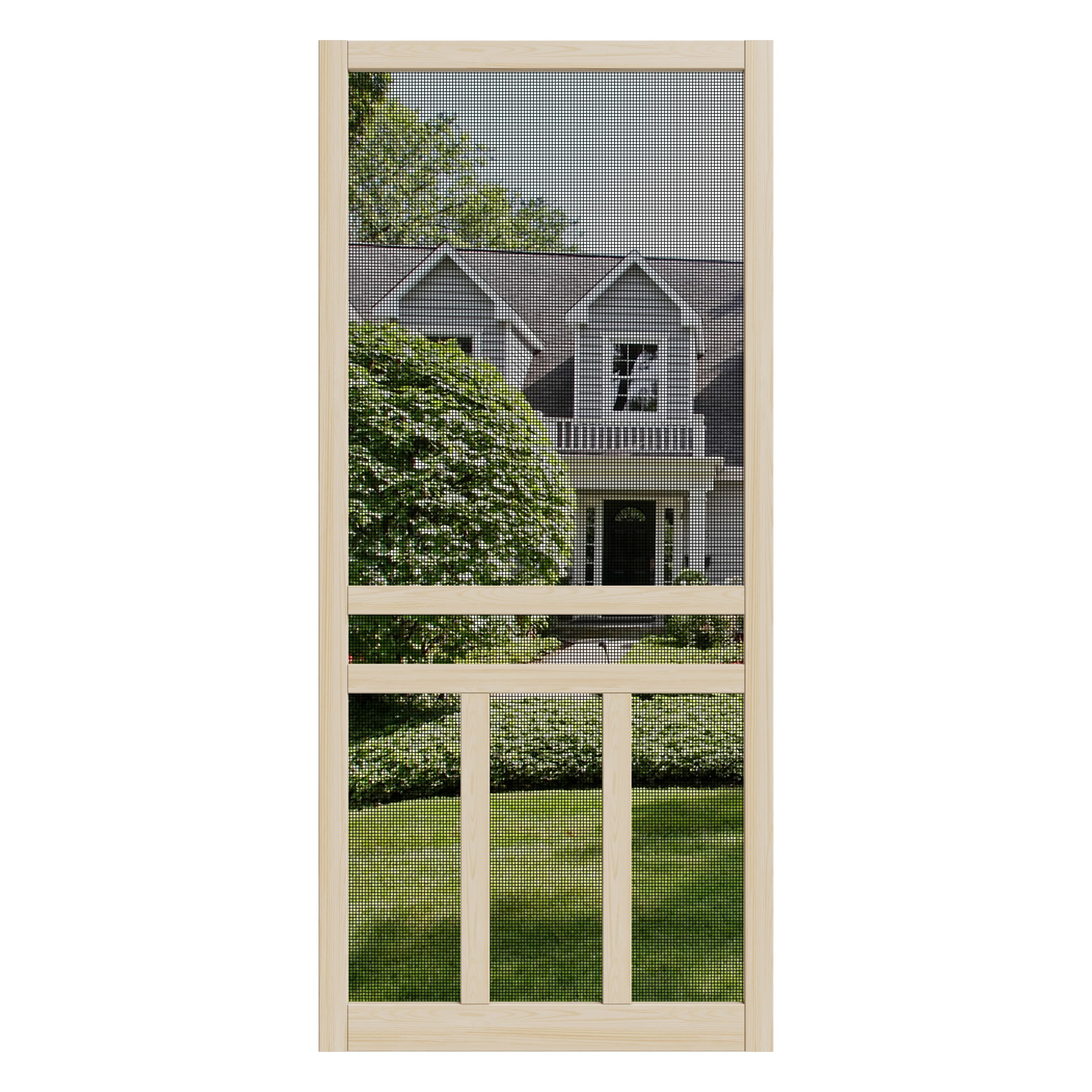 JUJUBON EX-SDPN-R-3L-36 screen door 36-in x 80-in pine Wood Hinged Single Screen door