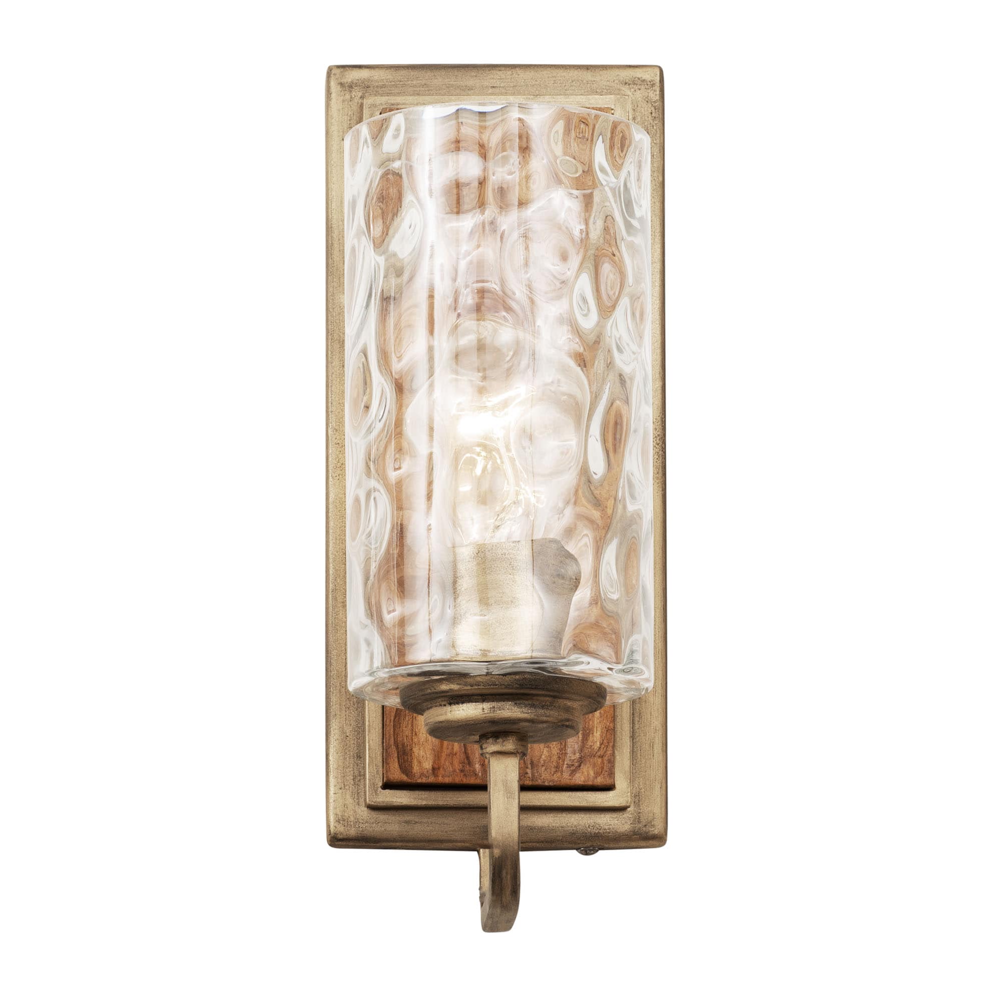 Havana Gold 12" Urban Rustic Dimmable Wall Sconce with Thumbprint Glass