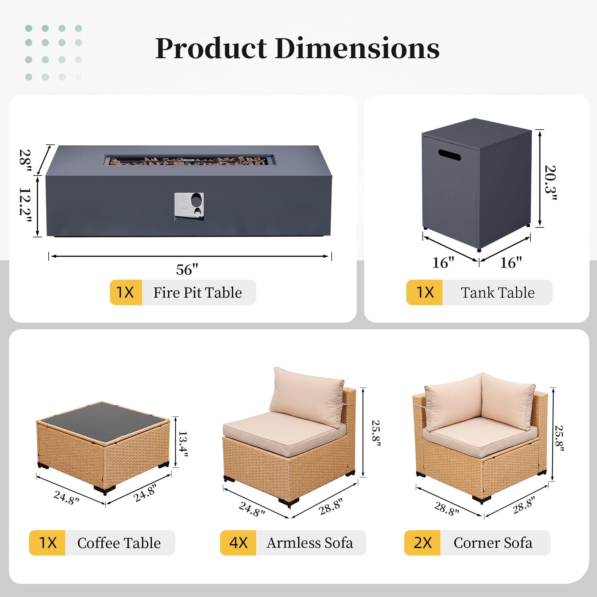 UPHA PL-2CZ-56TPDK-H1 Patio-Conversation-Sets - View #3