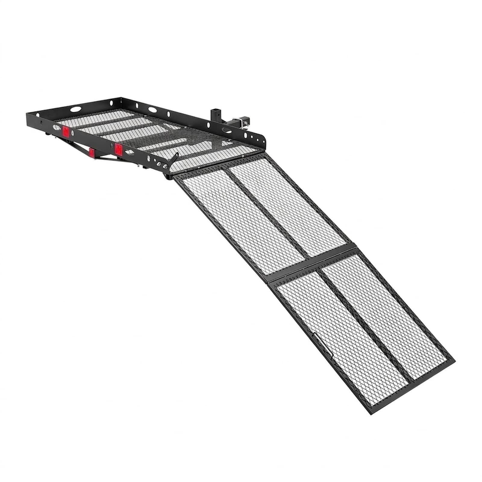 GIVIMO Hitch Mount Wheelchair Carrier 500-lb Capacity 50 x 28-in Steel Mobility Scooter Carrier with 59.1-in Folding Ramp Stabilizer Kit and 5 Height Settings for 2-in Receiver