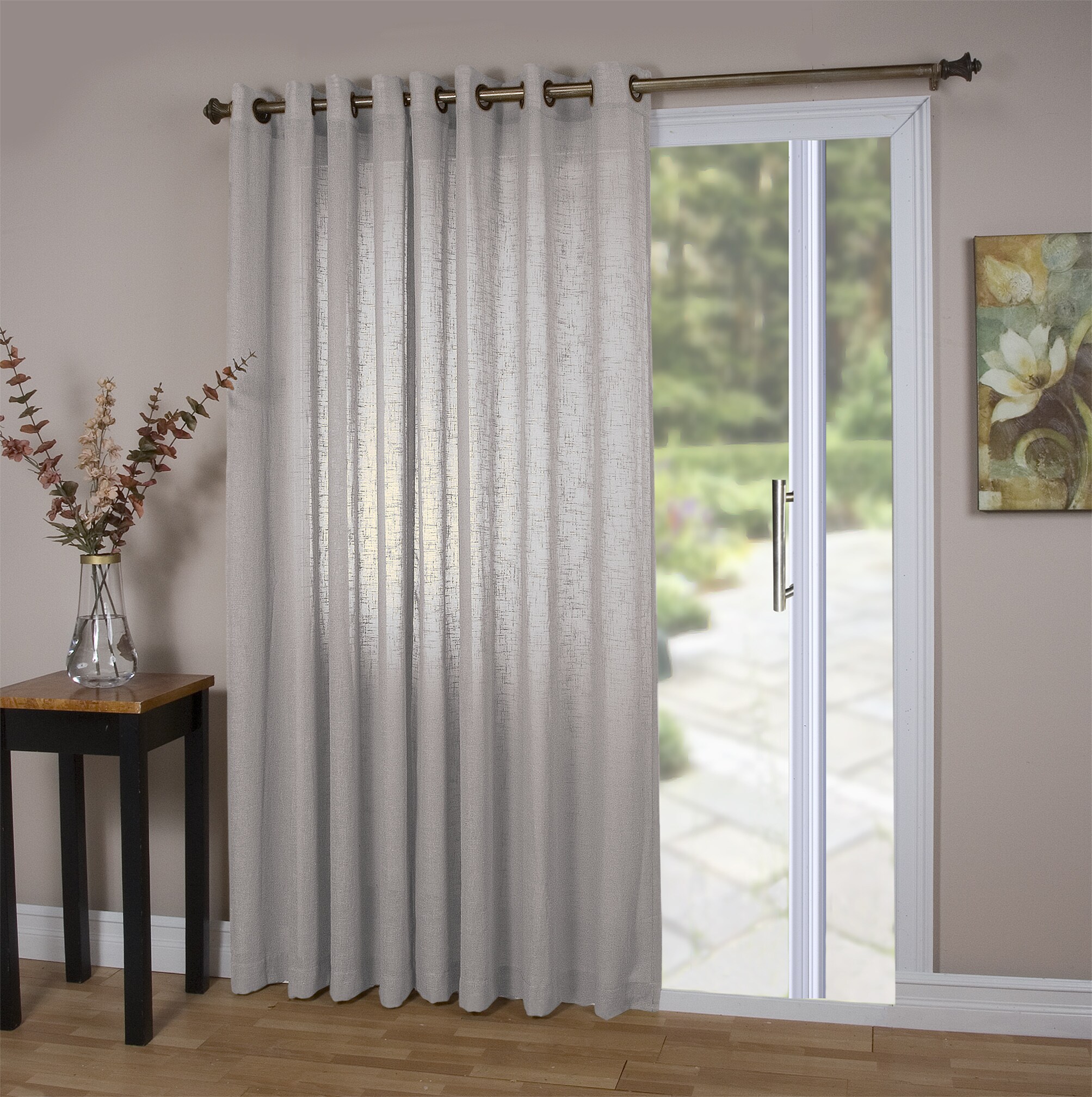 Ricardo Trading 06500-79-484-10 84-in Grey Sheer Grommet Single curtain panel