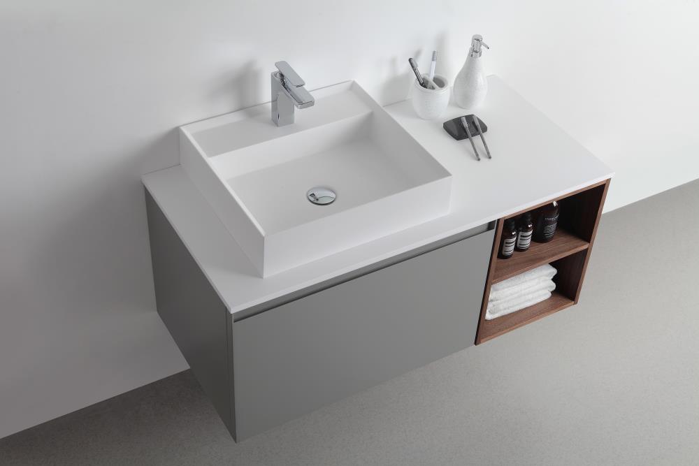 CARTISAN Design Erato 48-in Dark Gray Undermount Double Sink Floating Bathroom Vanity with White Quartz Top | VAMANDG48WMQZ