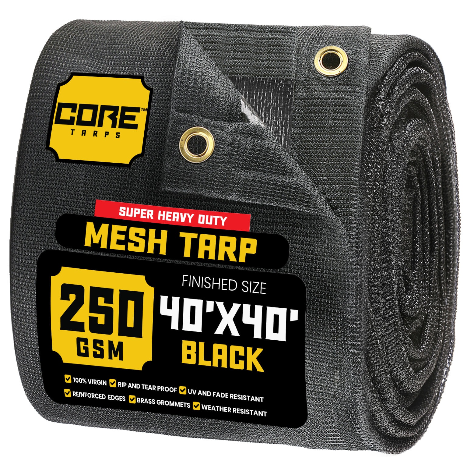 Core Tarps CT-801-40X40 40-ft x 40-ft Black Commercial Polyethylene