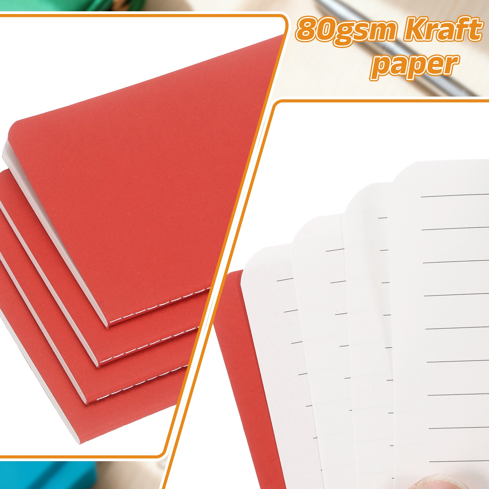 PATIKIL 4pcs A6 Notebook A6 Journal Mini Notebook Pocket Kraft Memo ...
