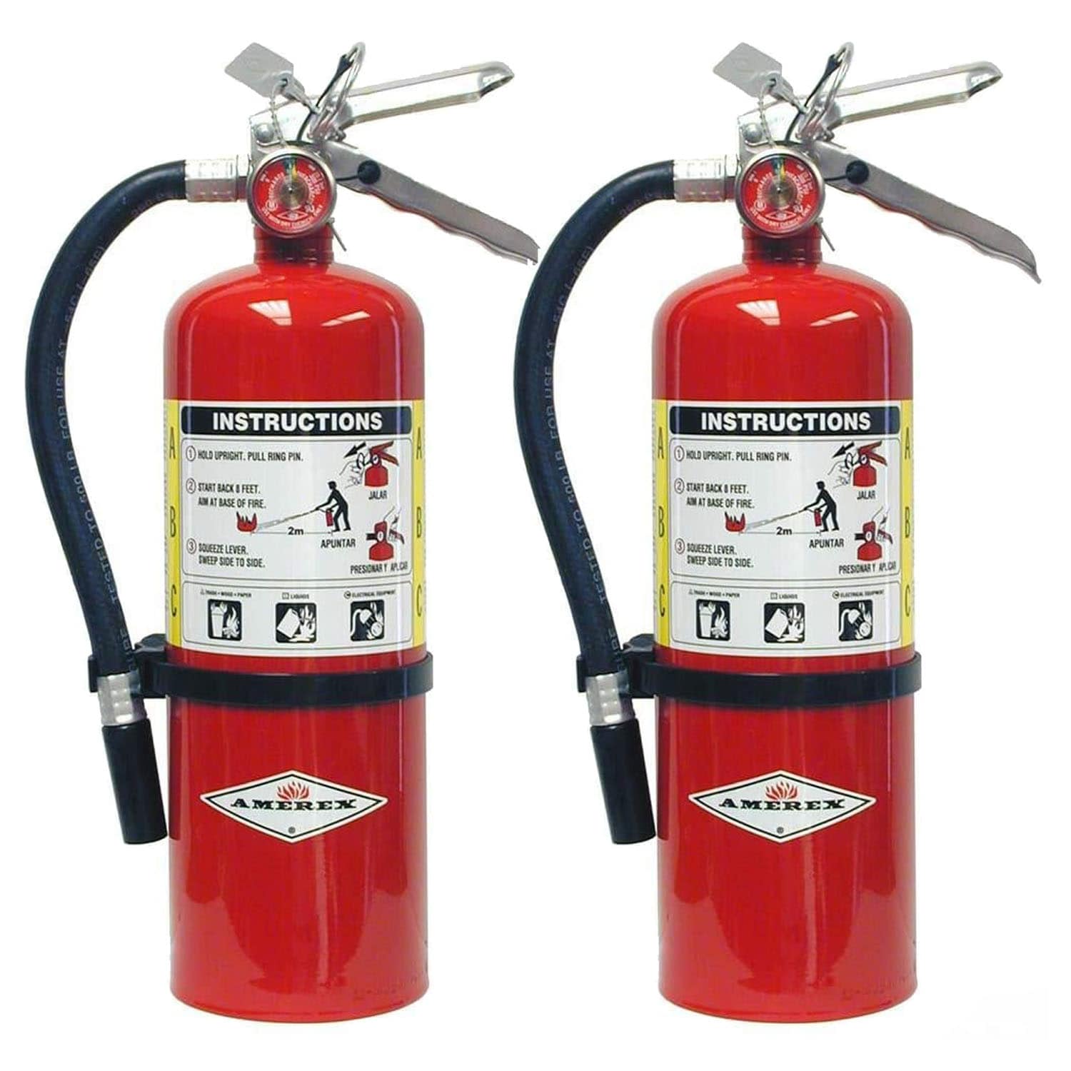 Amerex  B402 5 lbs ABC Dry Chemical Fire Extinguisher with Wall Bracket - 2 Pack