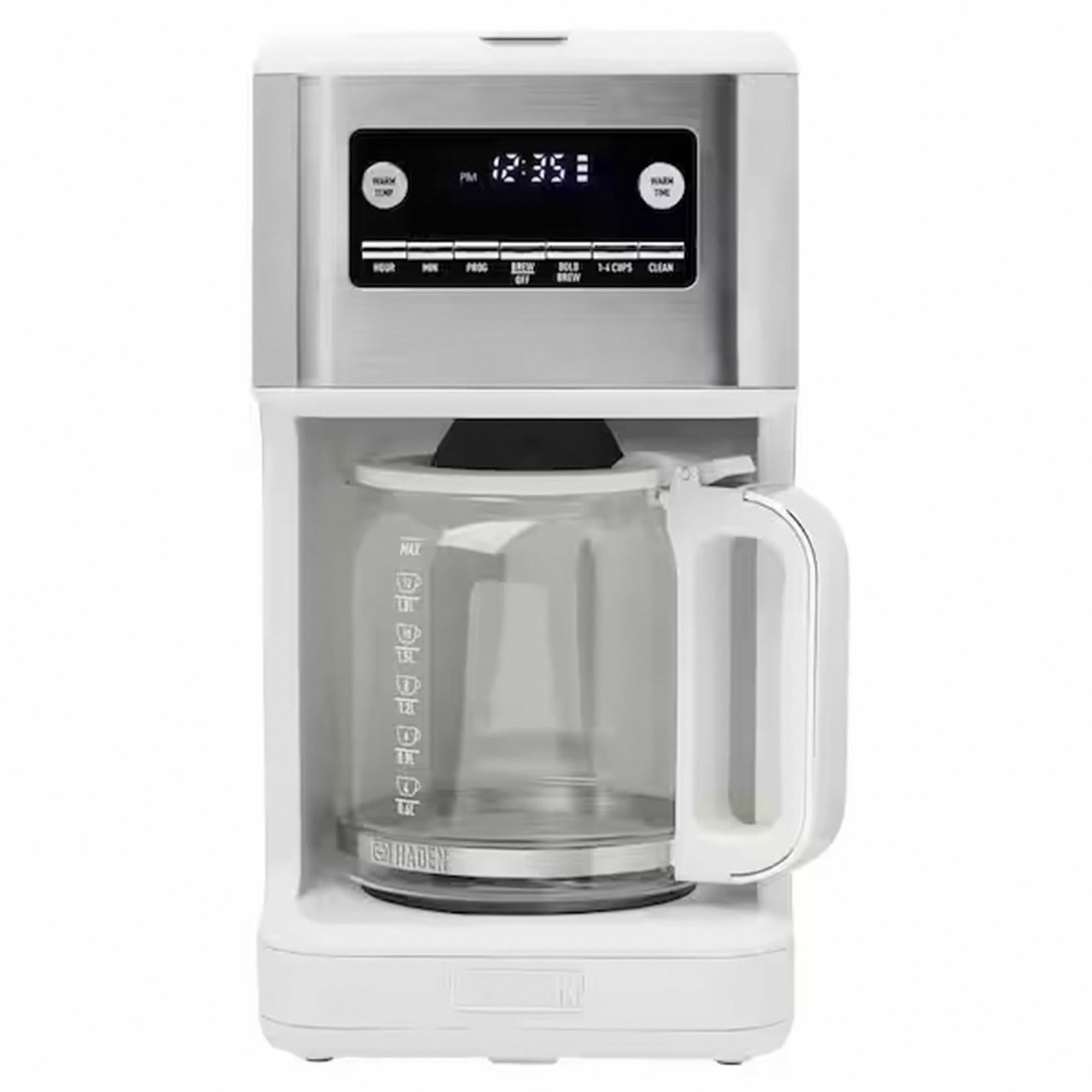 Haden 405985 Generous Brew 14 Cup Coffee Maker with 120 Minute Keep Warm Delay Brew Adjustable Strength Programmable Clock and Anti Drip Ivory Chrome