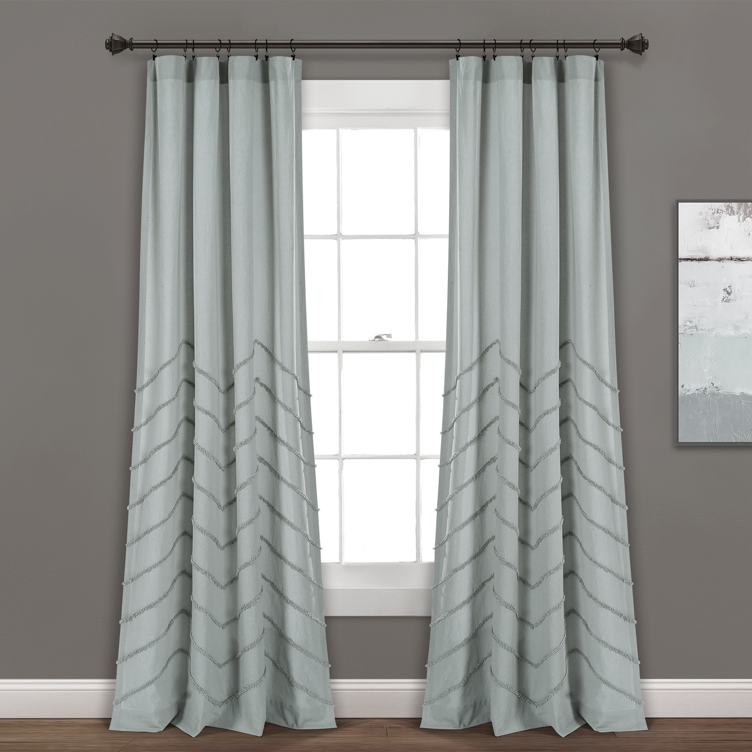 Lush Decor 16T003873 84-Inches Pastel Blue Chevron Rod pocket Curtain panel pair