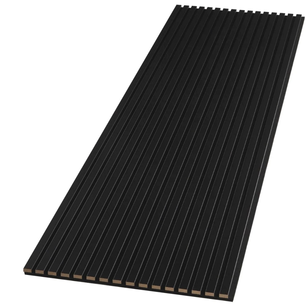 HIGHLANDERHOME ACP022-90IN 7.8-ft Smooth Black MDF Tongue and Groove Wall Plank ( 15-sq ft )