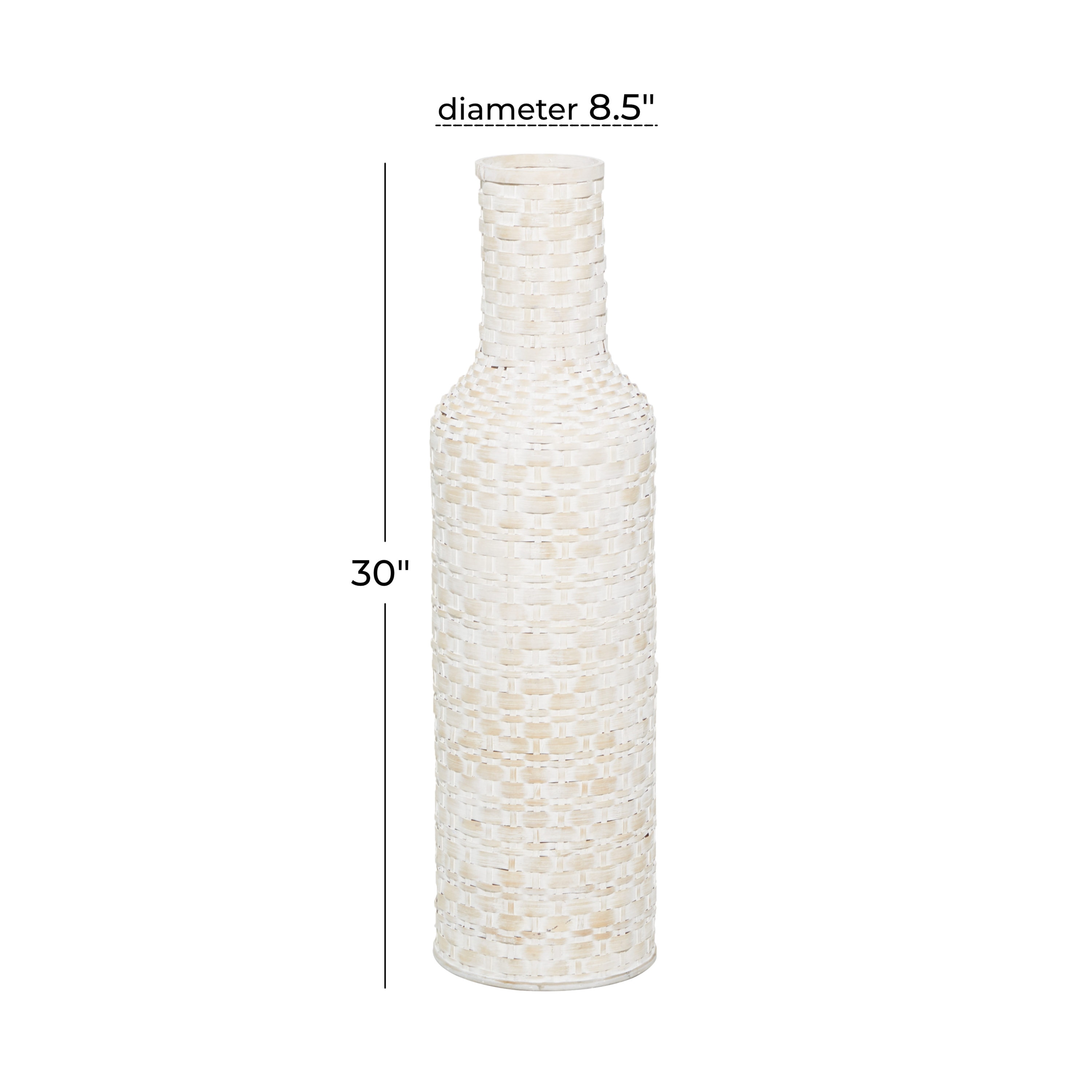 Bohemian Chic 30" White Woven Metal Floor Vase