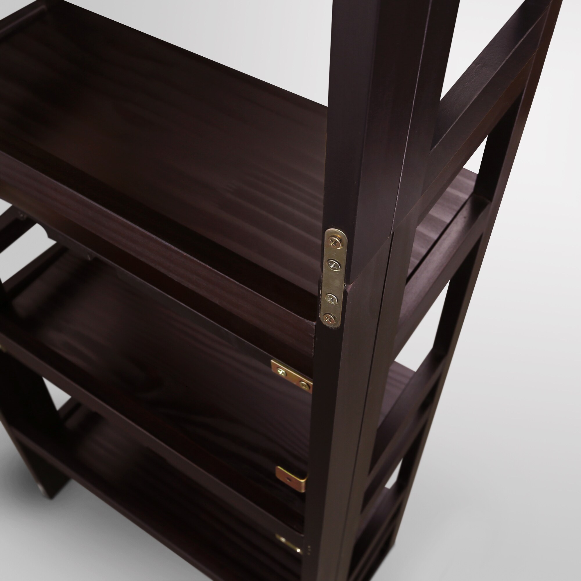 Mission Casual Espresso Solid Pine 3-Shelf Folding Bookcase