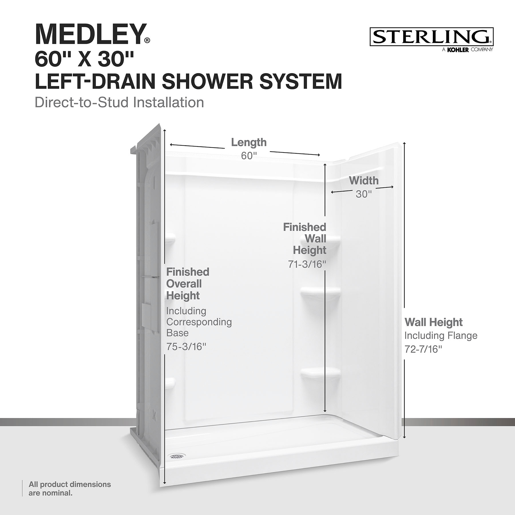 Sterling 72432800-0 Shower-Wall-Surrounds - View #5
