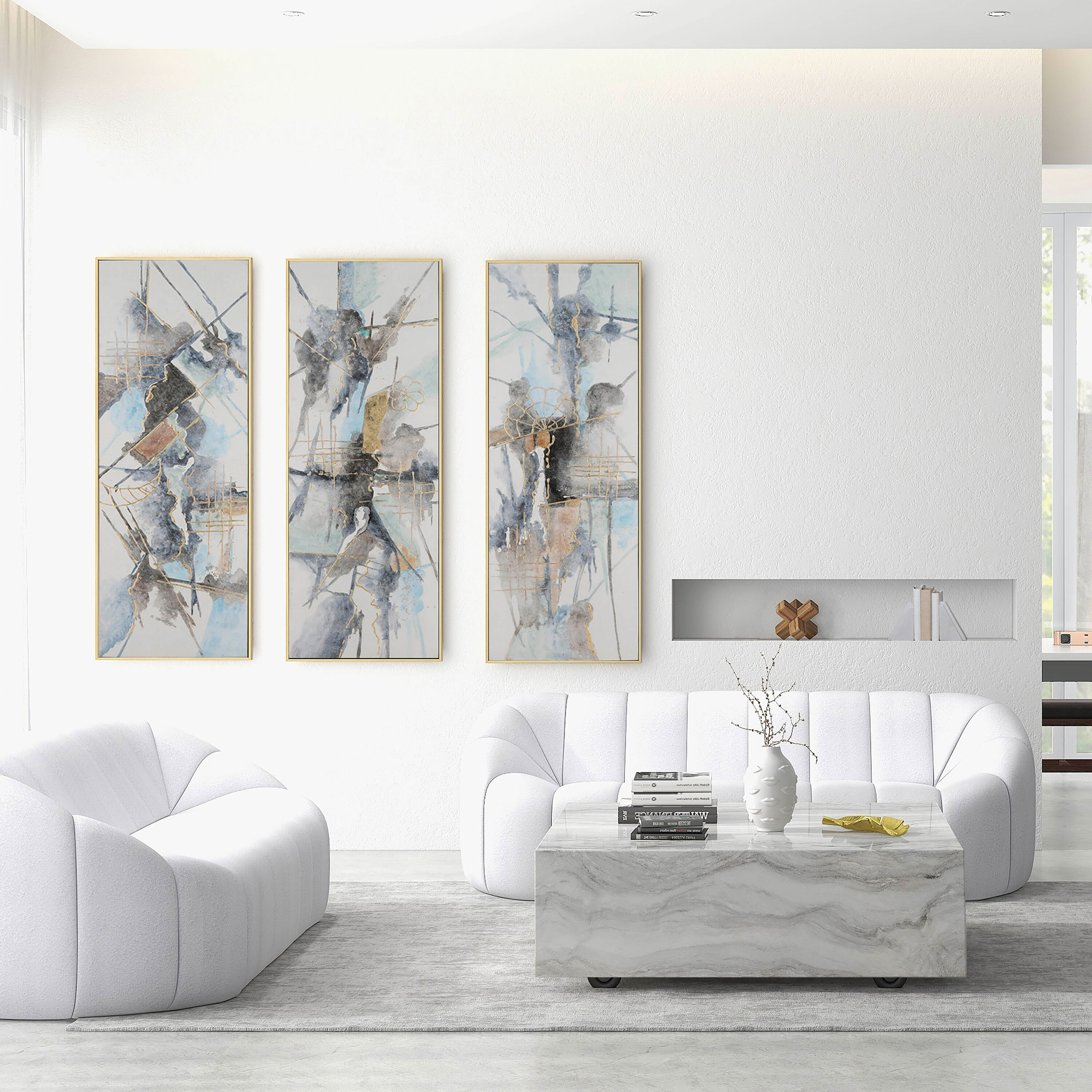 Sagebrook Home 70073 62x22 Set of 3, Abstract Canvas, Multi