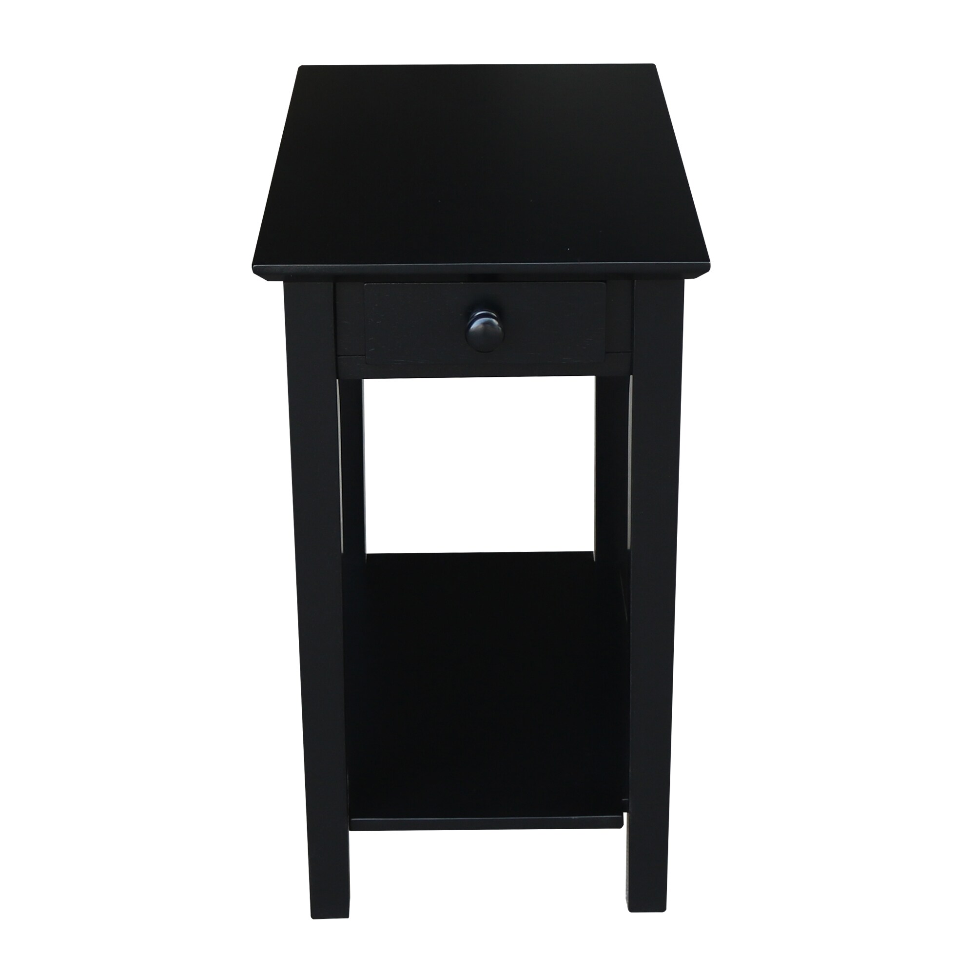 Elegant Black Solid Wood Narrow End Table with Storage
