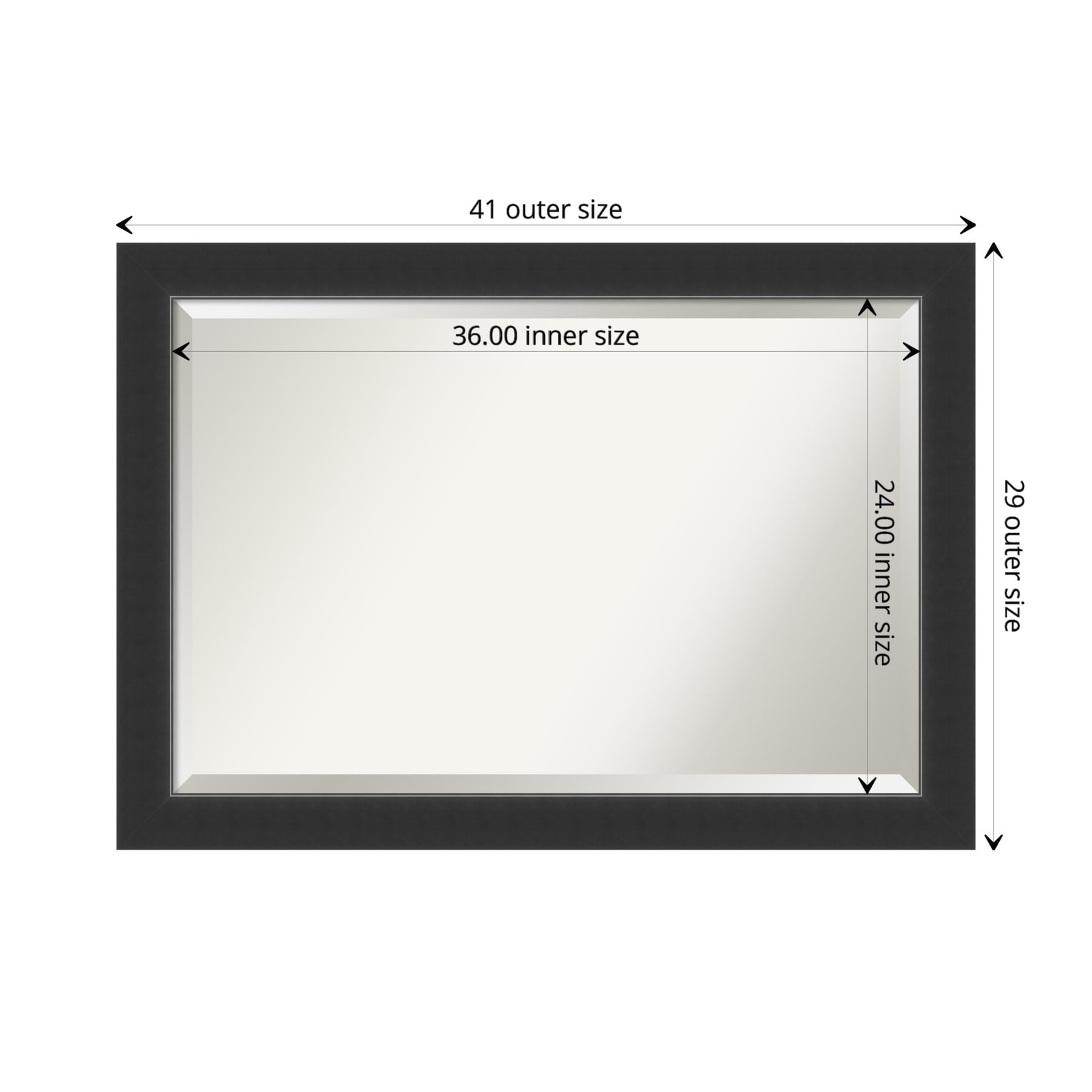 Corvino Pine Wood 29" x 41" Beveled Rectangular Wall Mirror