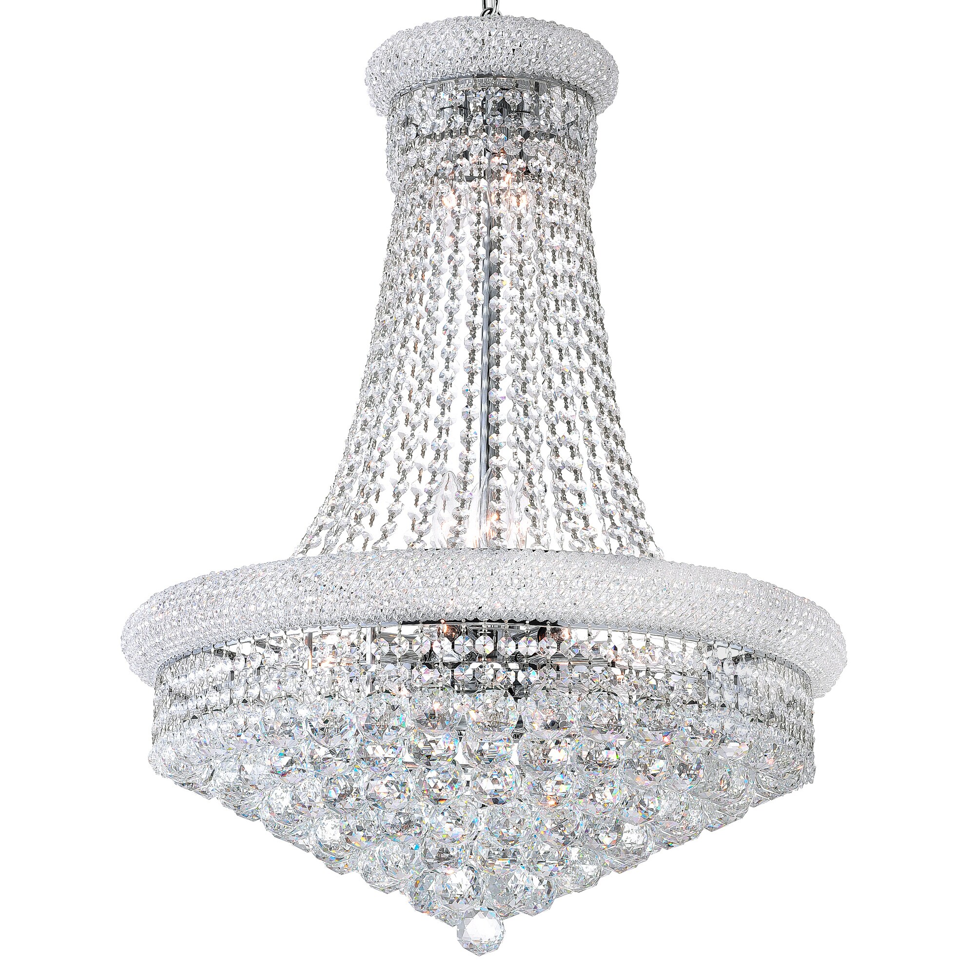 CWI Lighting Empire 17-Light Chrome Traditional Damp Rated Chandelier ...