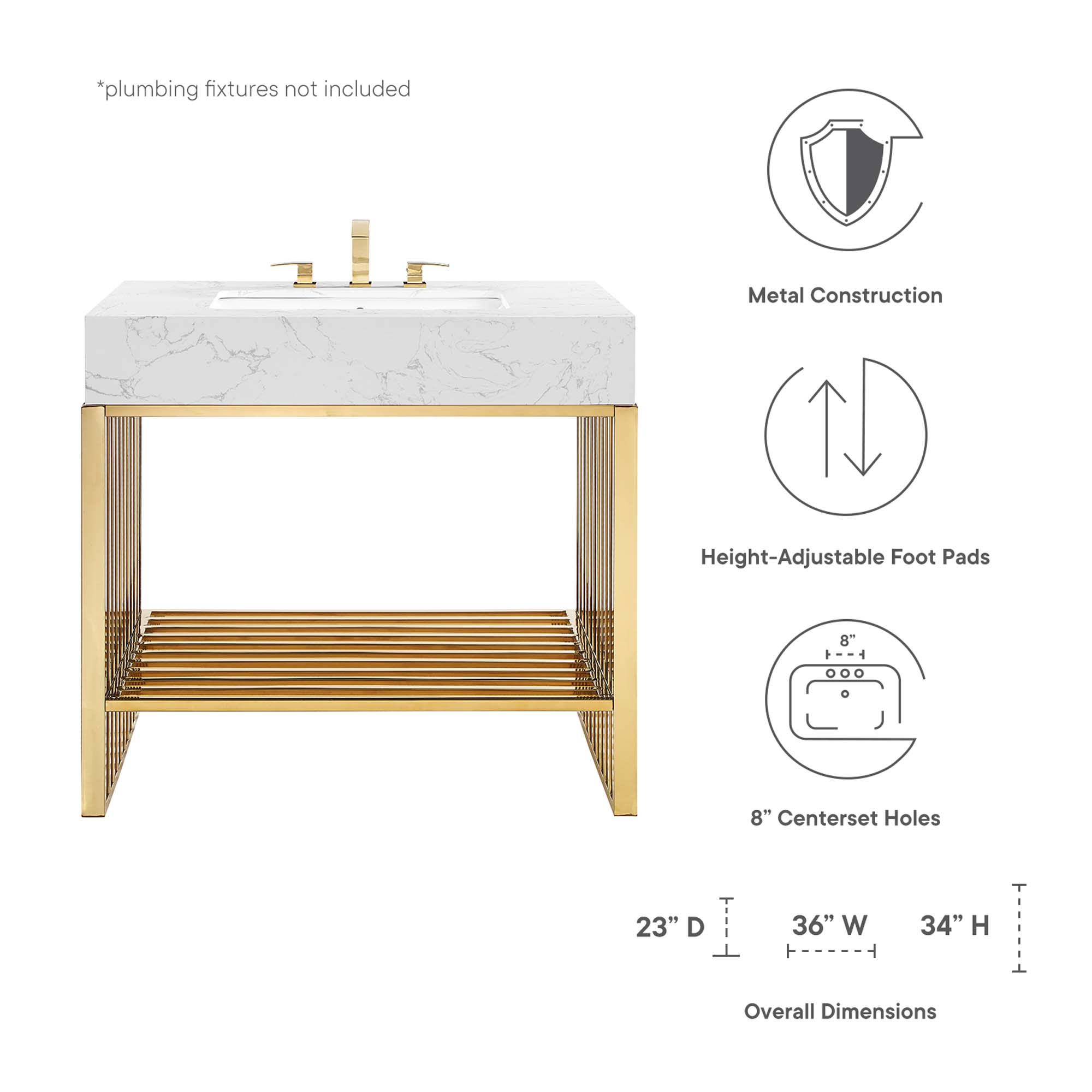 Modway EEI-6107-WHI-GLD Bath-Vanity-Combo - View #2