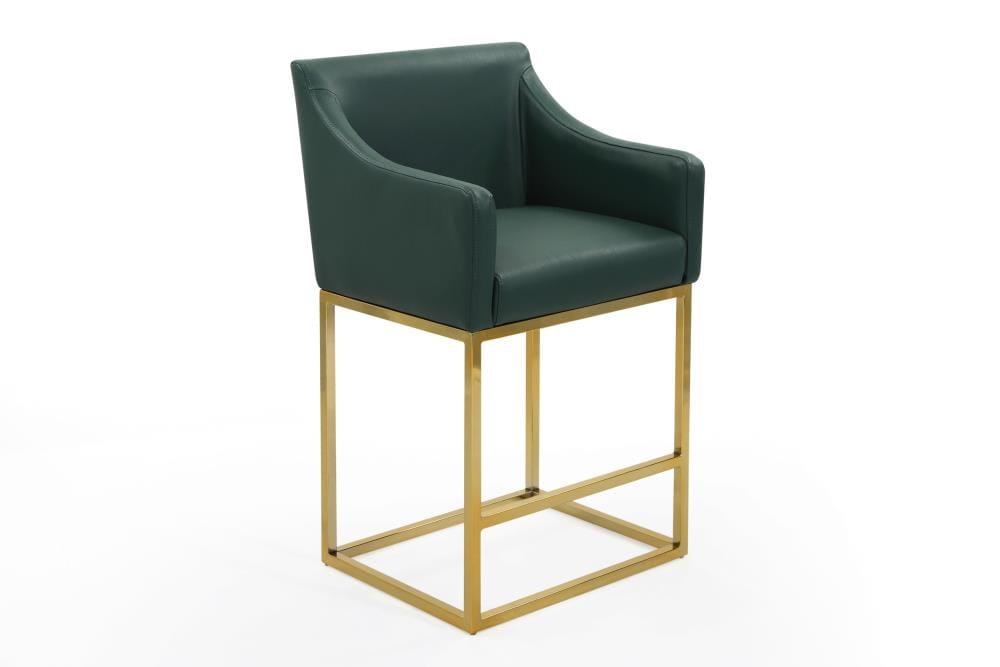 Chic Home Design FCS9404-LW Bluebell Green Small Upholstered Wood Bar Stool with Arms & Back