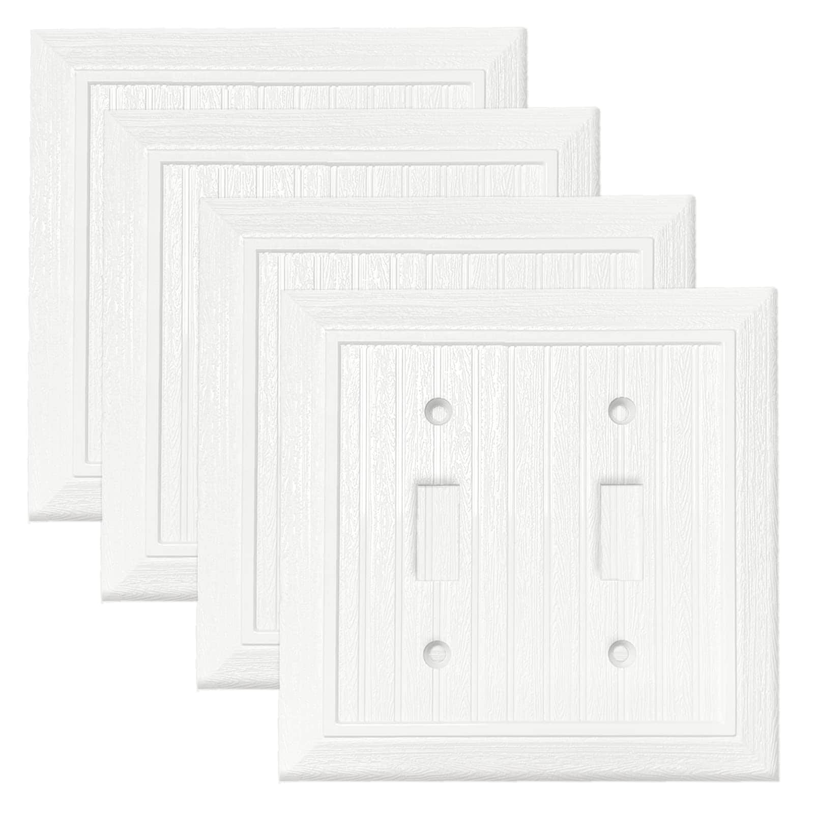 Oyezvary Retro Wood Grain Decorative Wall Plate Double Toggle Switch Cover Polycarbonate Material Fade Resistant Easy to Clean 4 pack UL Listed #LOZ0715O062