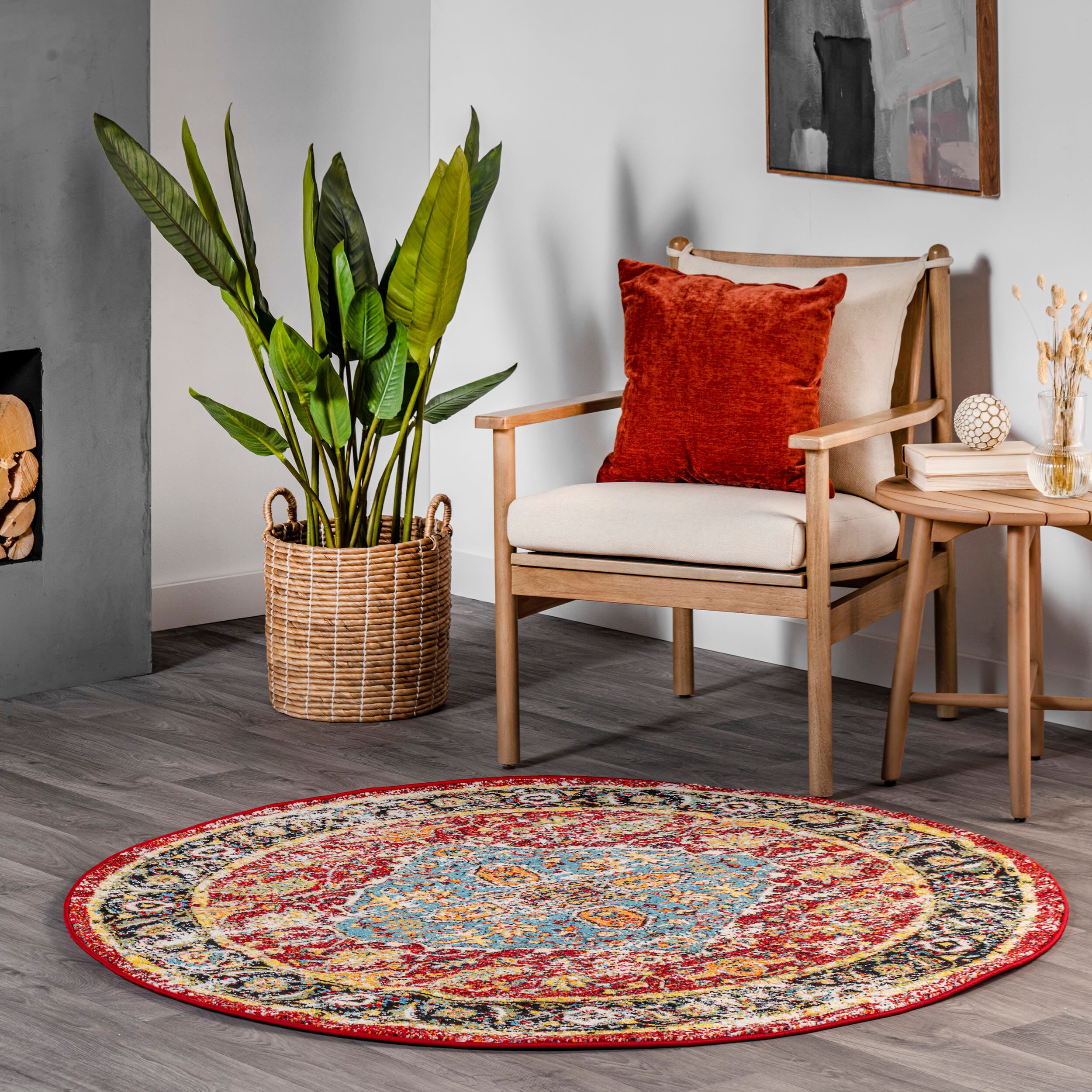 nuLOOM MEBE03A-R808 8 x 8 (ft) Loomed Polypropylene Multi Round Indoor/Outdoor Medallion Area rug