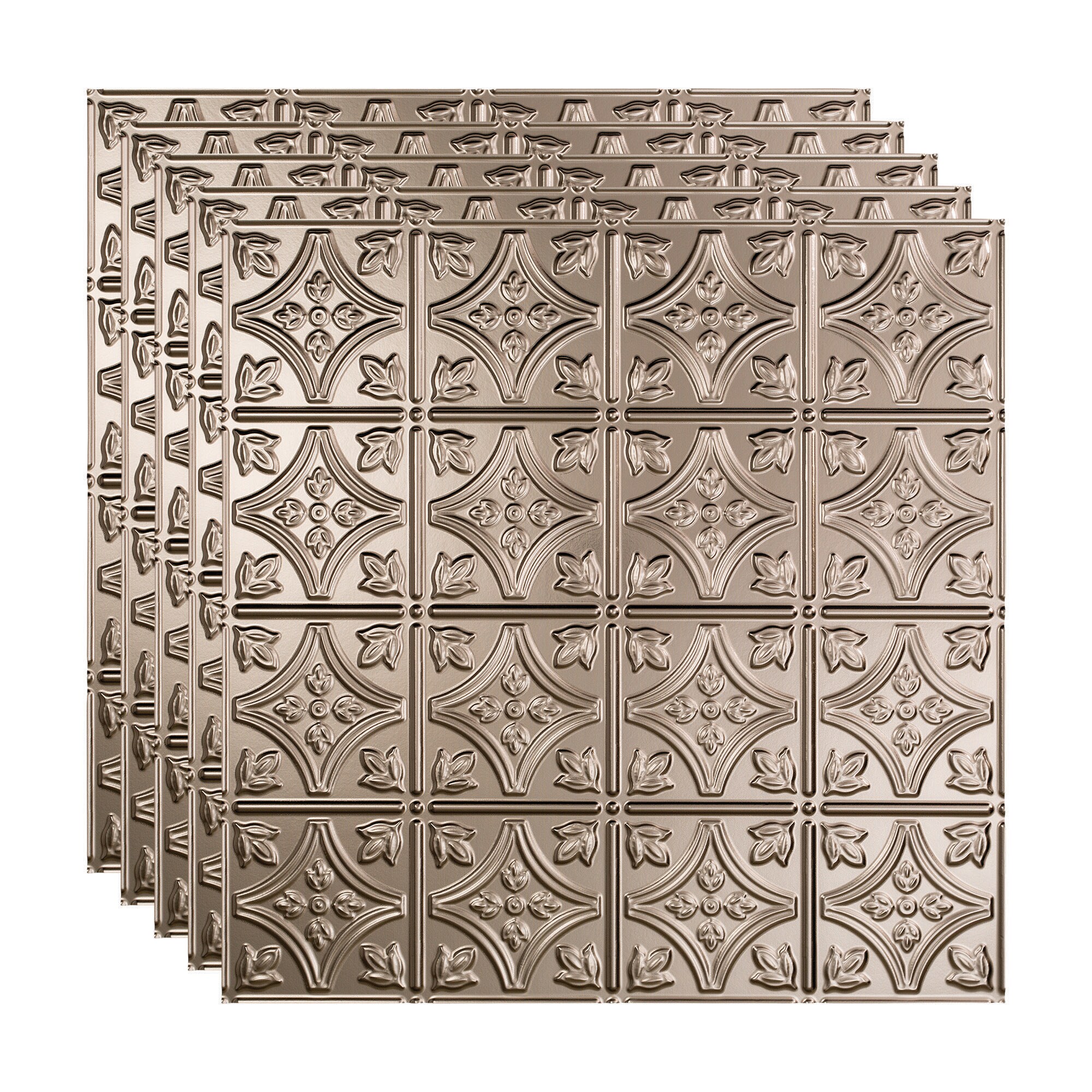 Fasade PL5029 2-ft x 2-ft Traditional 1 Brushed Nickel PVC Drop Ceiling Tile ( 5 -Pack, 20-Sq. Feet / Case )