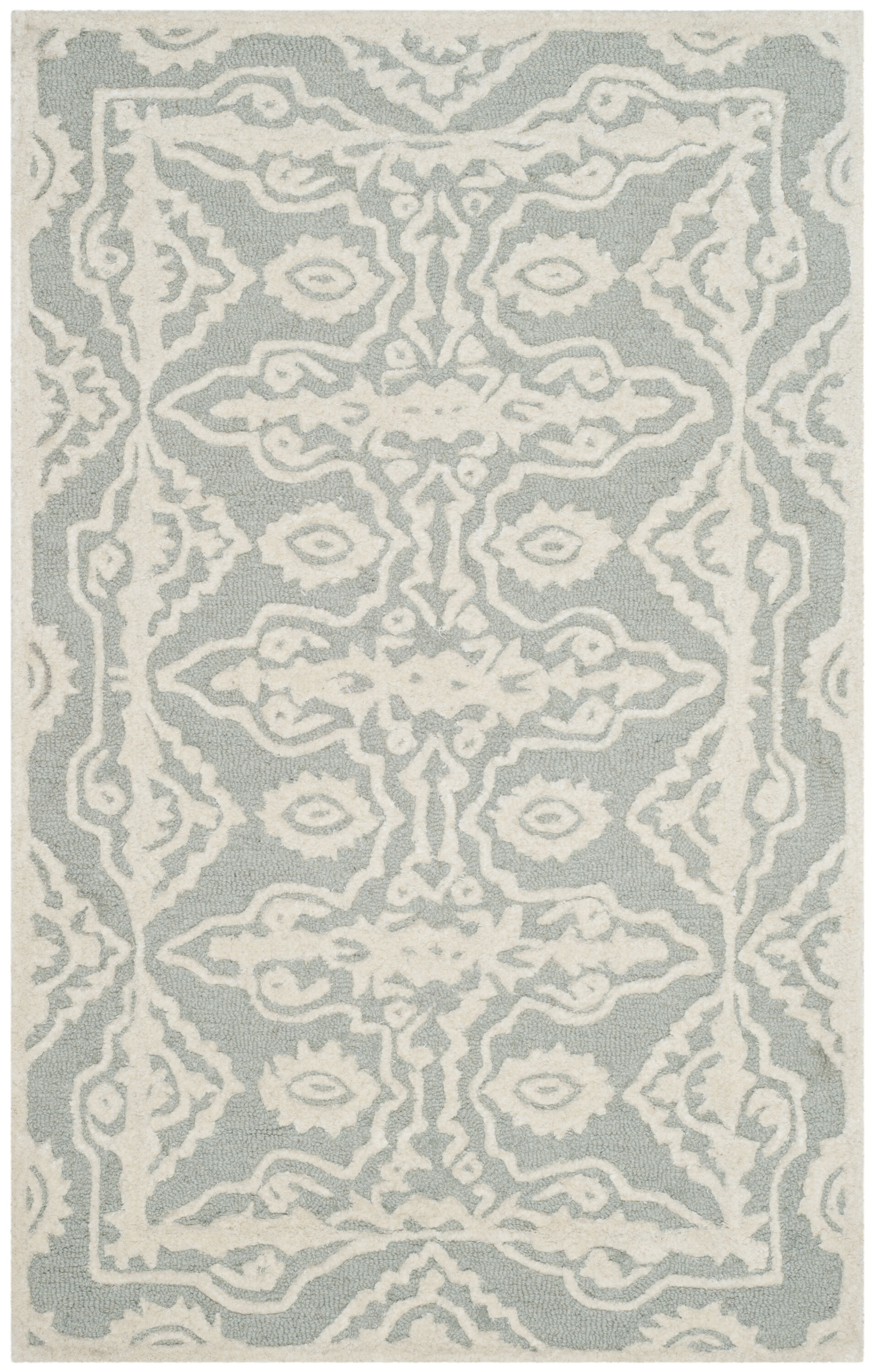 Elegant Hand-Tufted Wool Rectangular Area Rug in Grey