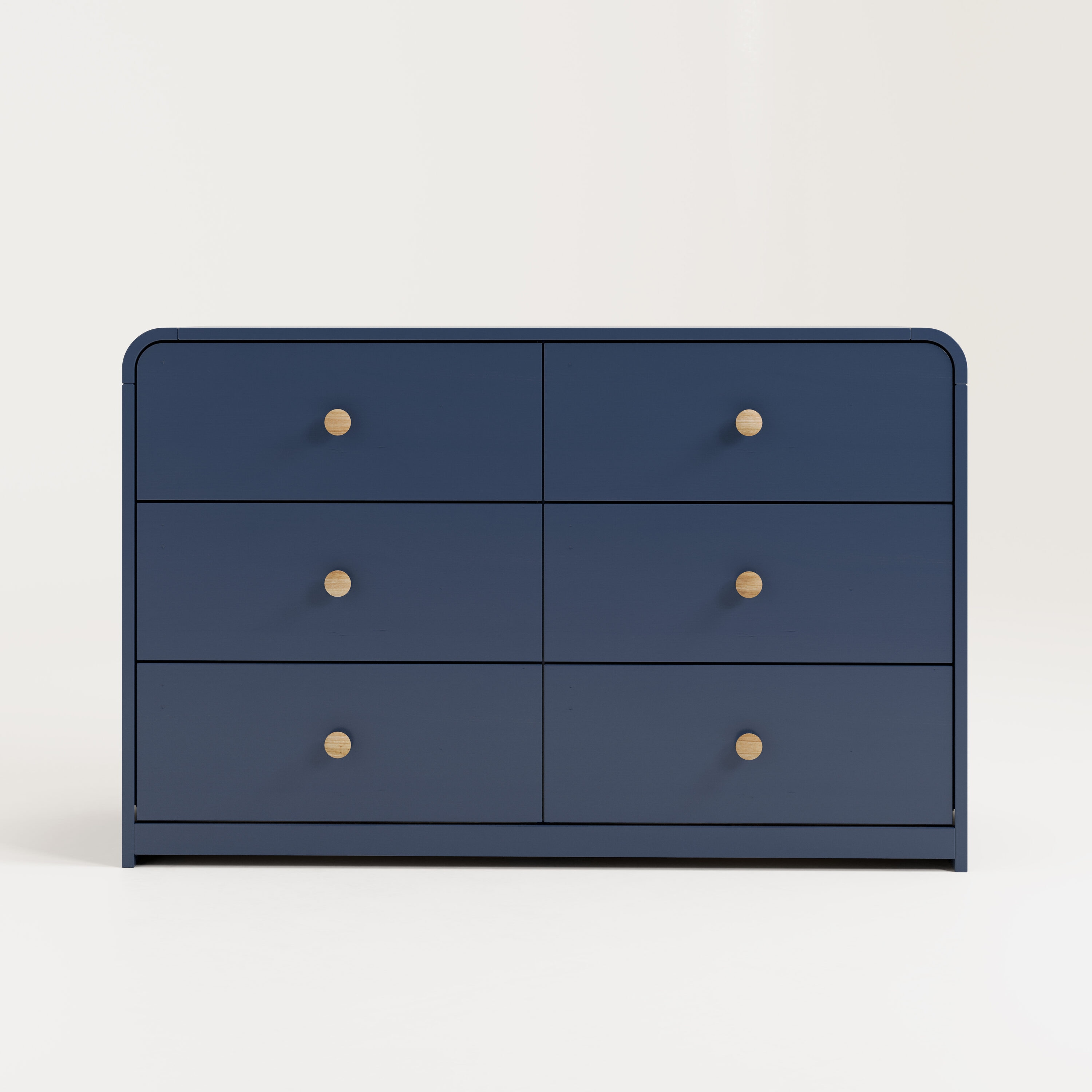 Midnight Blue Double Nursery Dresser with 6 Drawers