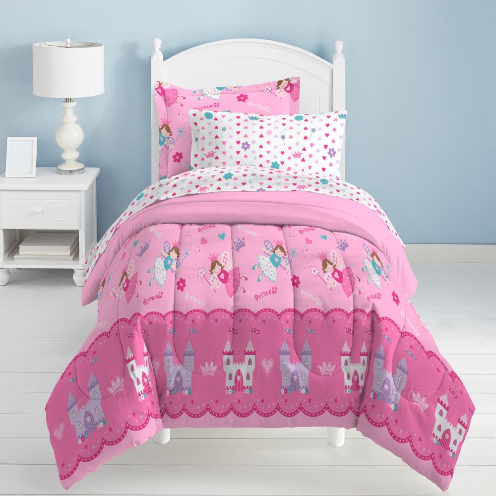 Pink Princess Microfiber Reversible Queen Bed in a Bag Set
