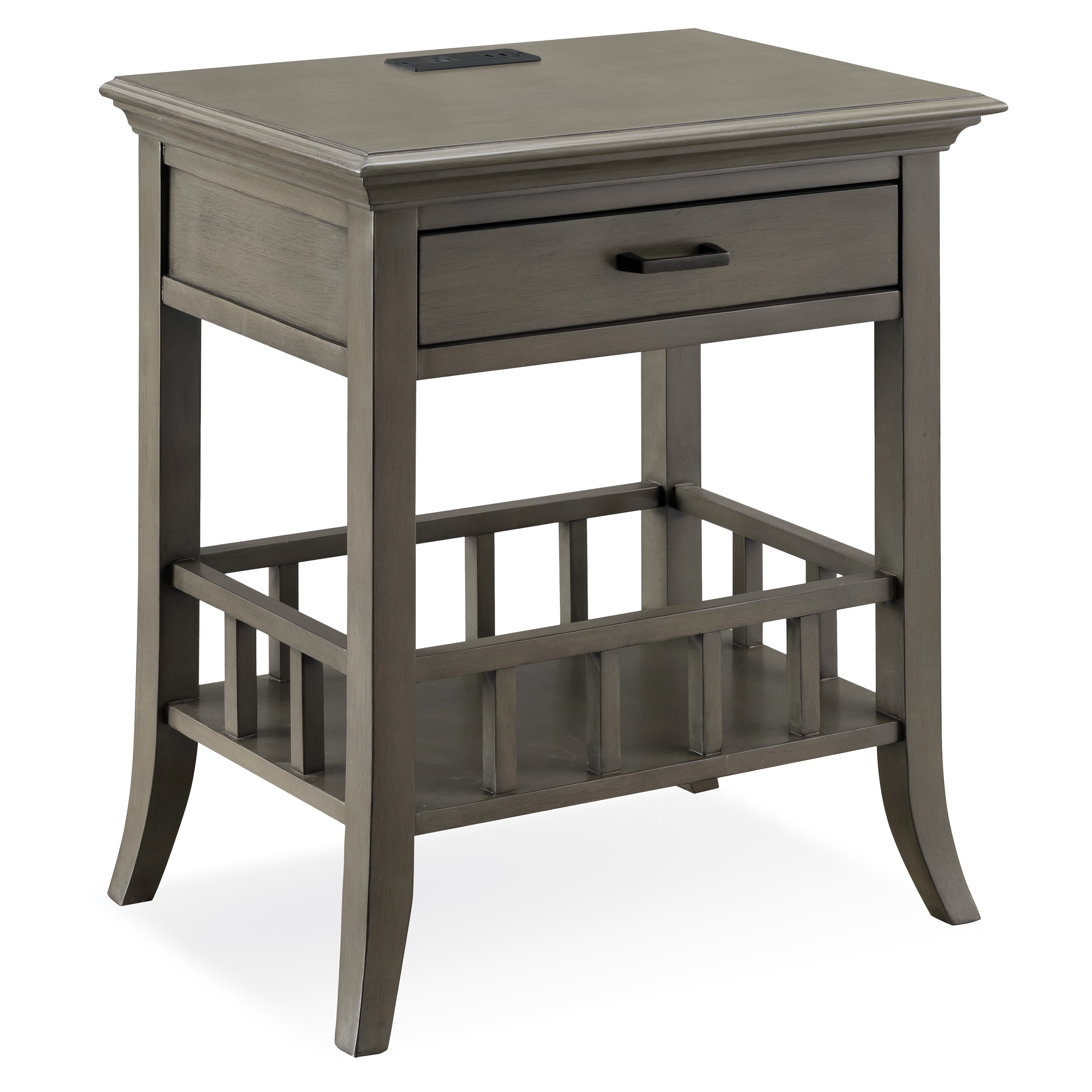 Leick Home 9070-GR Favorite Finds with USB-C Fast Charging Smoke Gray Poplar Nightstand