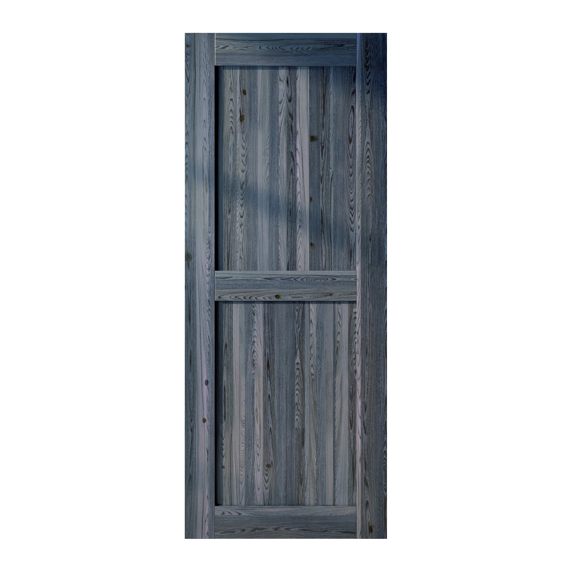 HOMACER 4296-H-NAVY 42-in x 96-in Navy Mid-Bar Pine Wood Solid core Single Barn Door (Hardware Not Included)