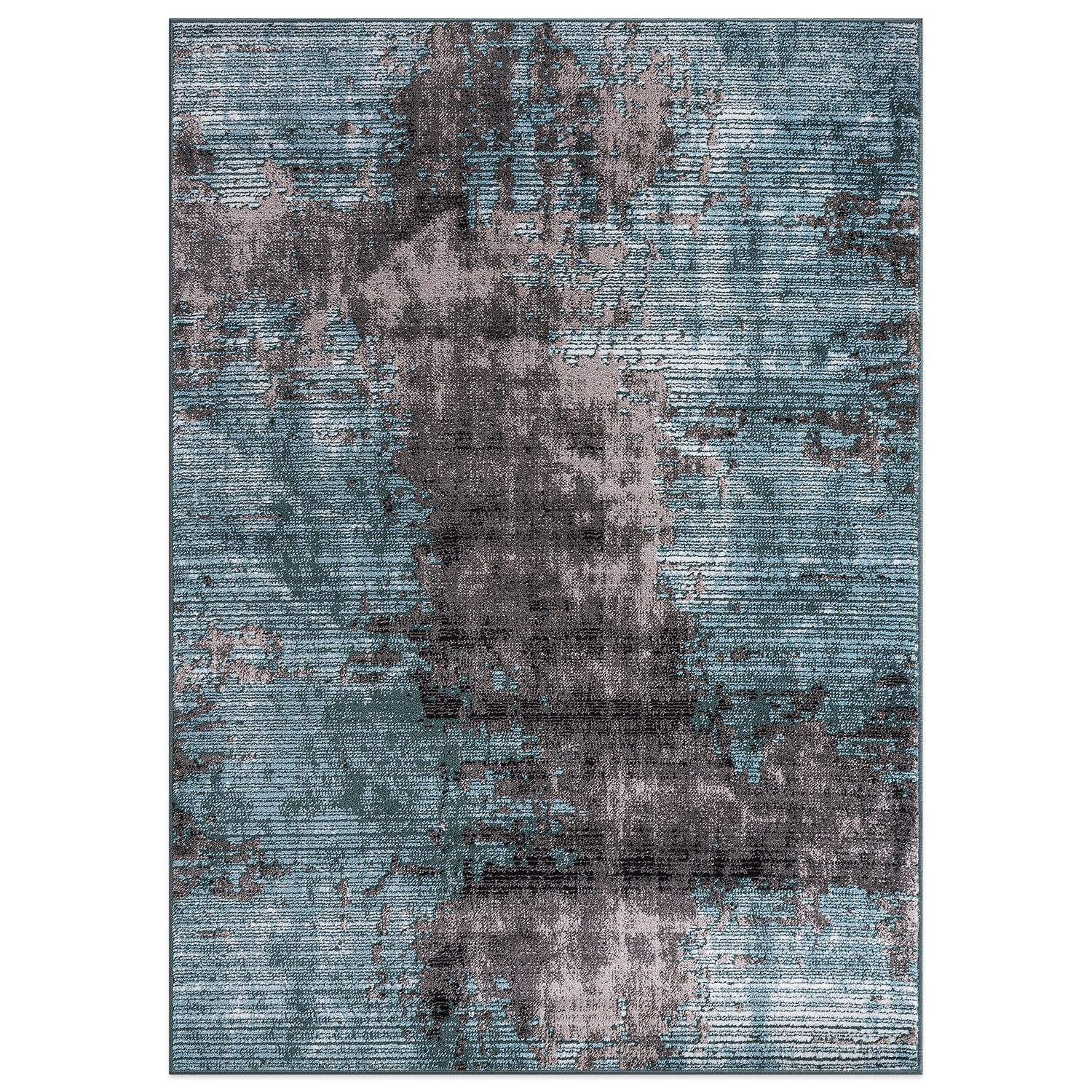 World Rug Gallery 392BLUE5X7 5 x 7 (ft) Loomed Polypropylene Blue Rectangular Indoor Abstract Global Area rug