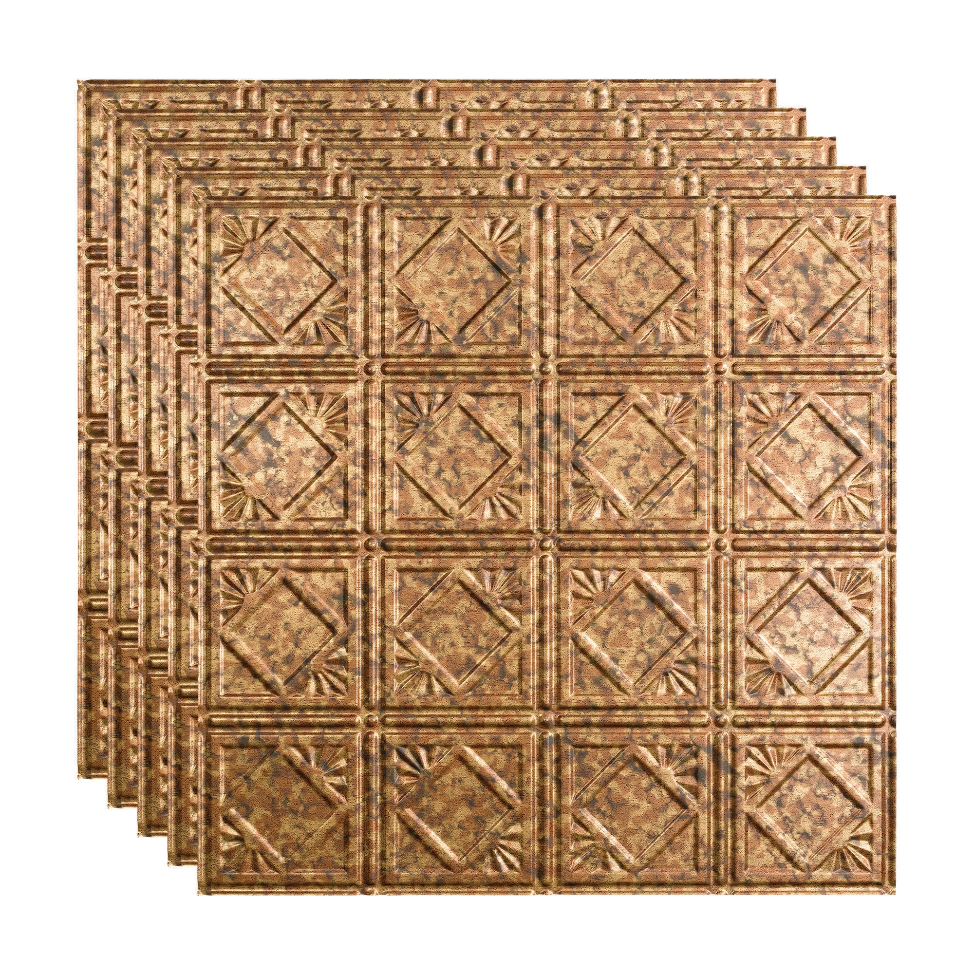 Fasade PL5519 2-ft x 2-ft Traditional 4 Cracked Copper PVC Drop Ceiling Tile ( 5 -Pack, 20-Sq. Feet / Case )