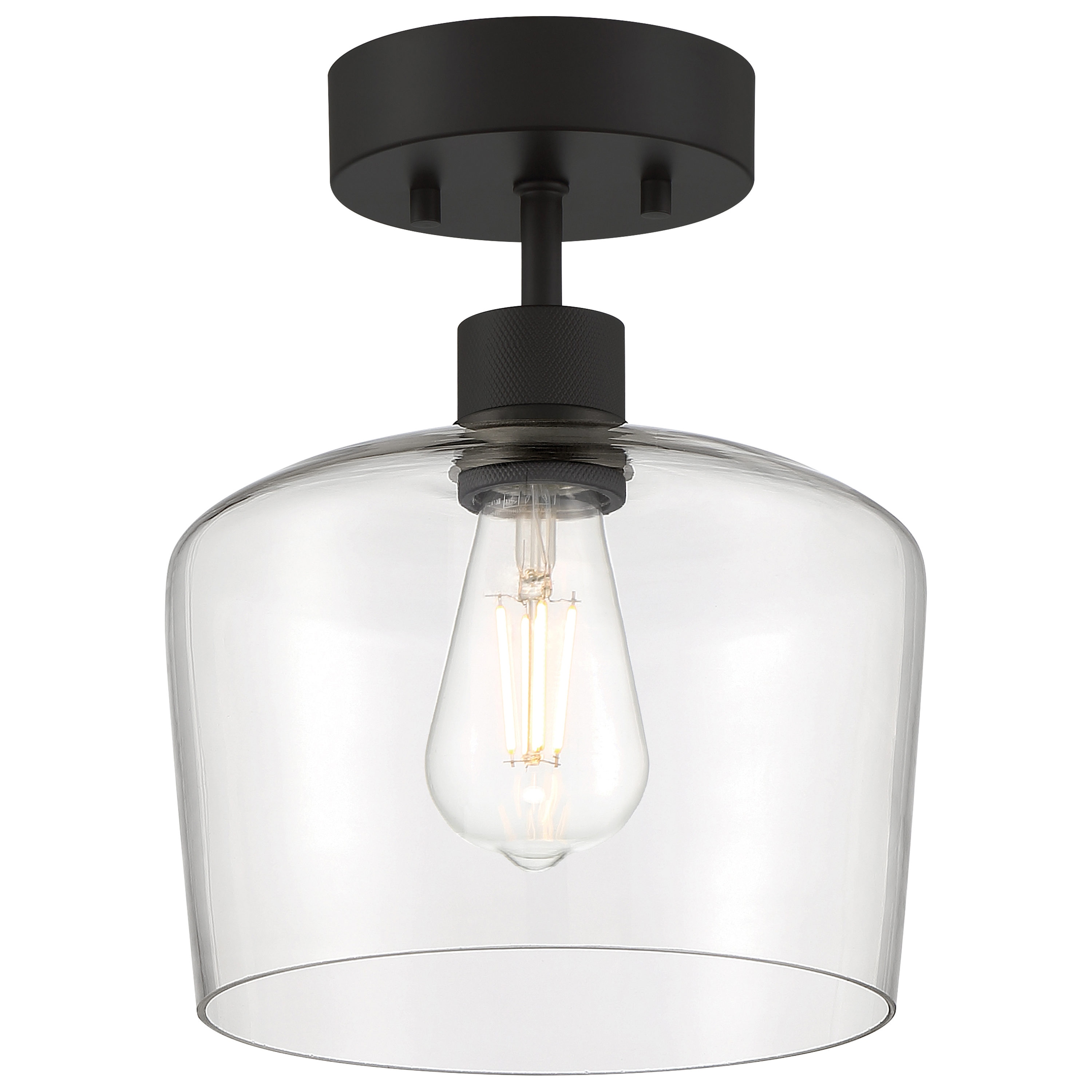 Access Lighting 63147LEDDLP-MBL/CLR Port Nine 1 -Light Matte Black Indoor/Outdoor Semi Flush Mount Light