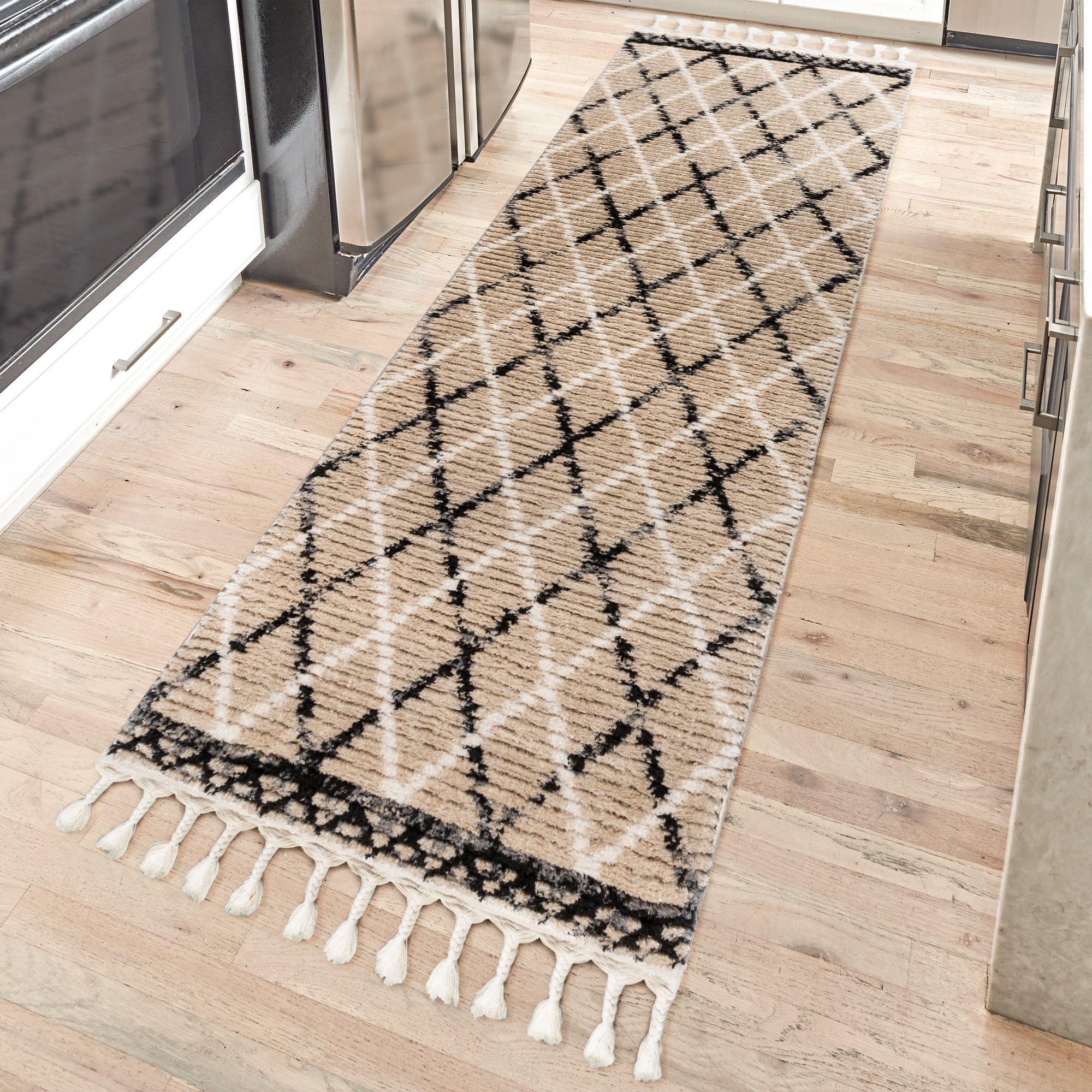 GERTMENIAN 27845 2 x 8 (ft) Polyester Beige Rectangular Indoor Runner rug