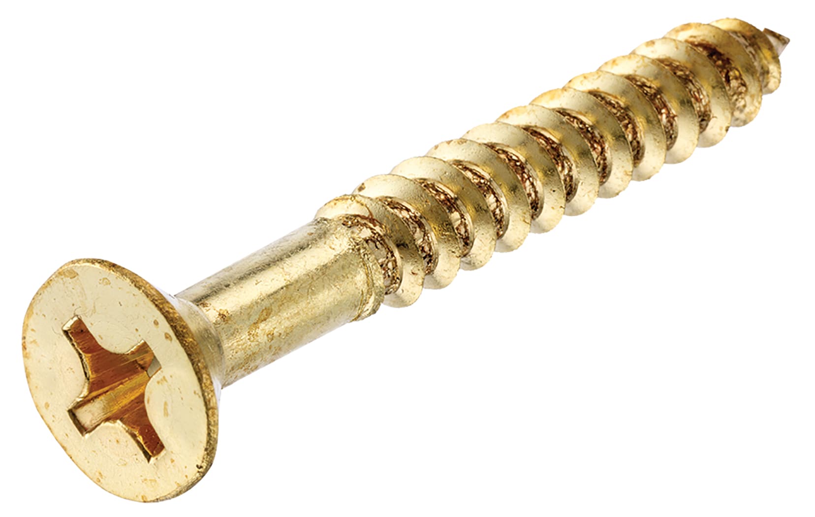 #4 x 3/4 Inch Brass Flat Head Slotted Wood Screws - 25 Pack