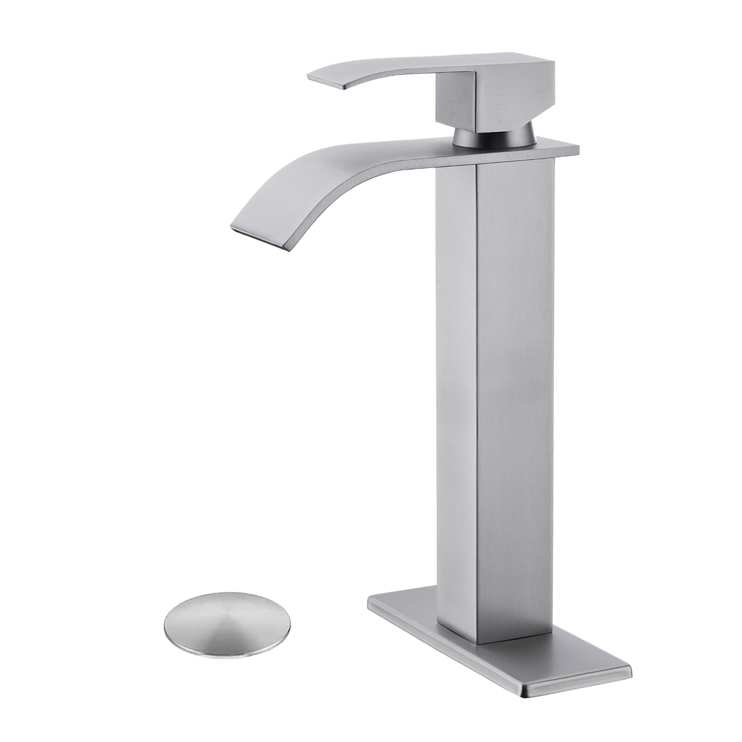 Tatayosi T-8P225118 Waterfall Spout Bathroom Sink Single Handle Faucet with Pop Up Drain No Overflow