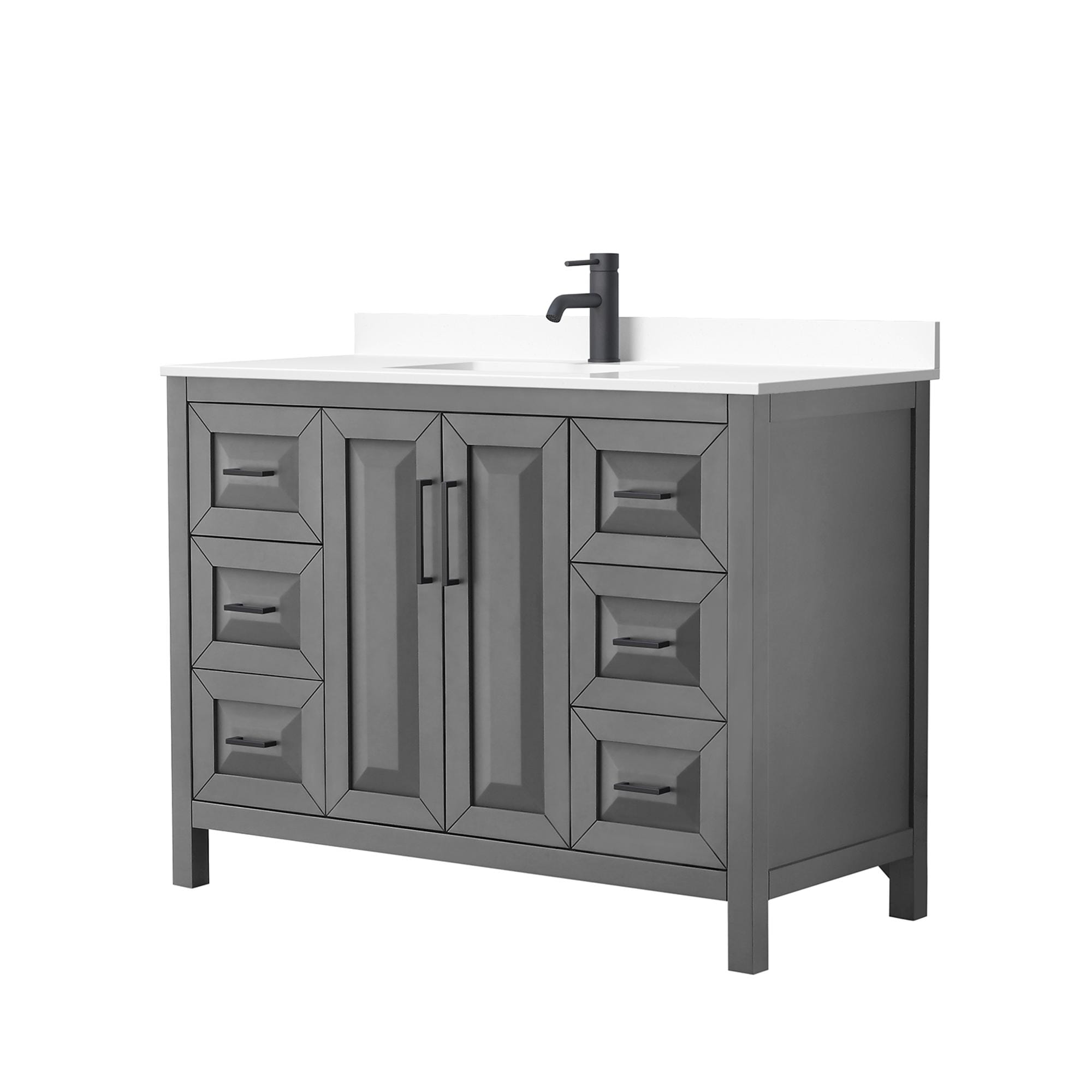 Wyndham Collection Daria 48-in Dark Gray with Matte Black Trim Undermount Single Sink Bathroom Vanity with White Cultured Marble Cultured Marble Top