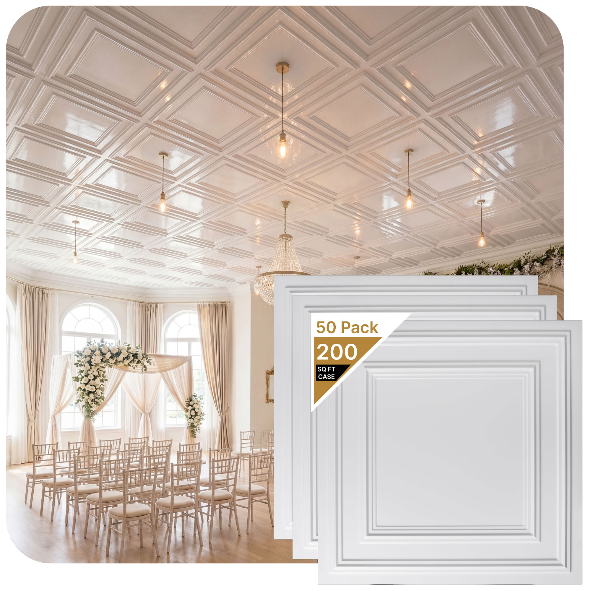 From Plain to Beautiful in Hours 2-ft x 2-ft Economy White PVC Drop Ceiling Tile ( 50 -Pack, 200-sq ft / Case )