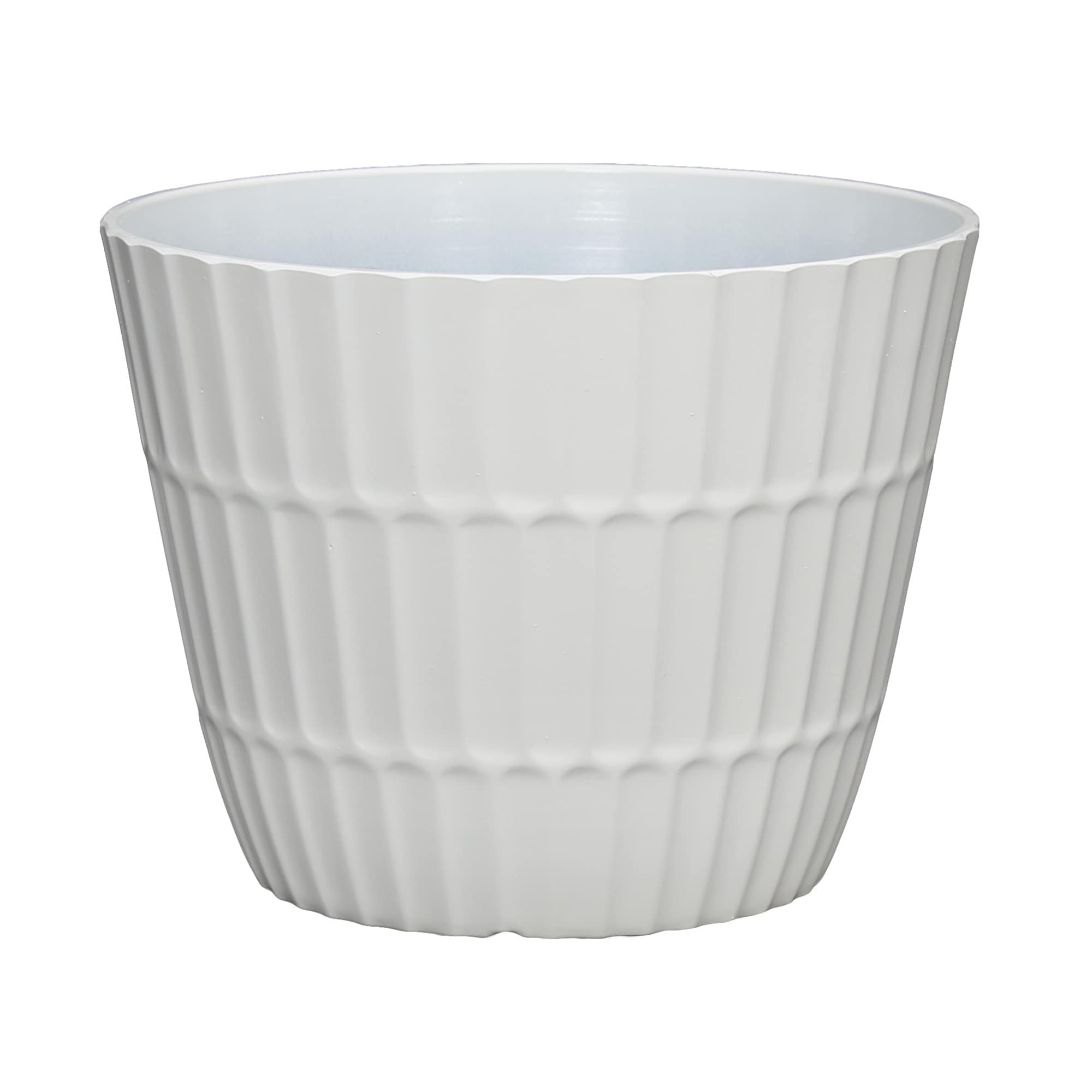 Style Selections PLG1709PWG Round 8.46-in W Small White Resin Contemporary/Modern Indoor/Outdoor Planter with Drainage Holes