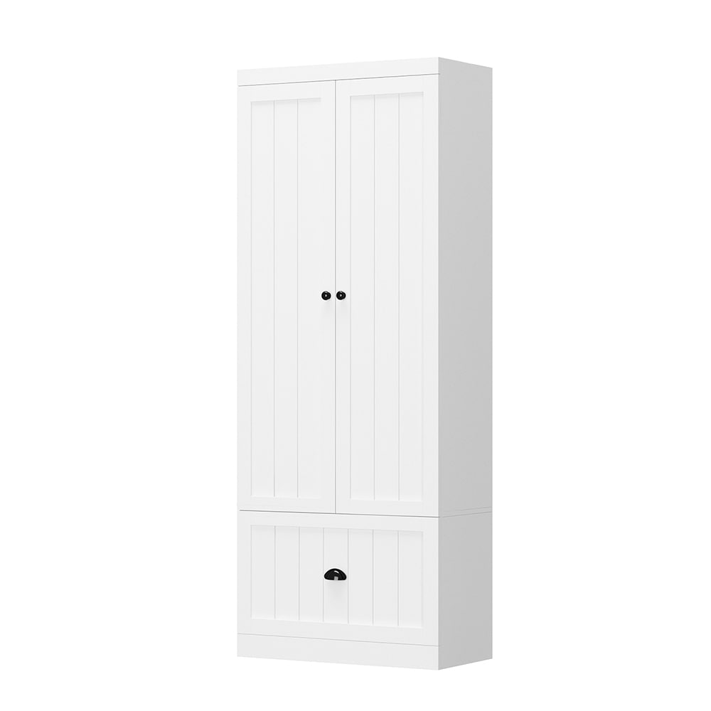  V-KF020324-01 4 Shelf Wardrobe Cabinet with Drawer and Anti Tip Safety Feature
