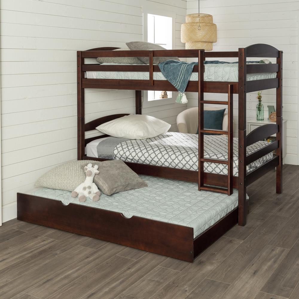 Twin over Twin Espresso Kids Wood Bunk Beds Bed Furniture Bunkbeds Bunkbed 