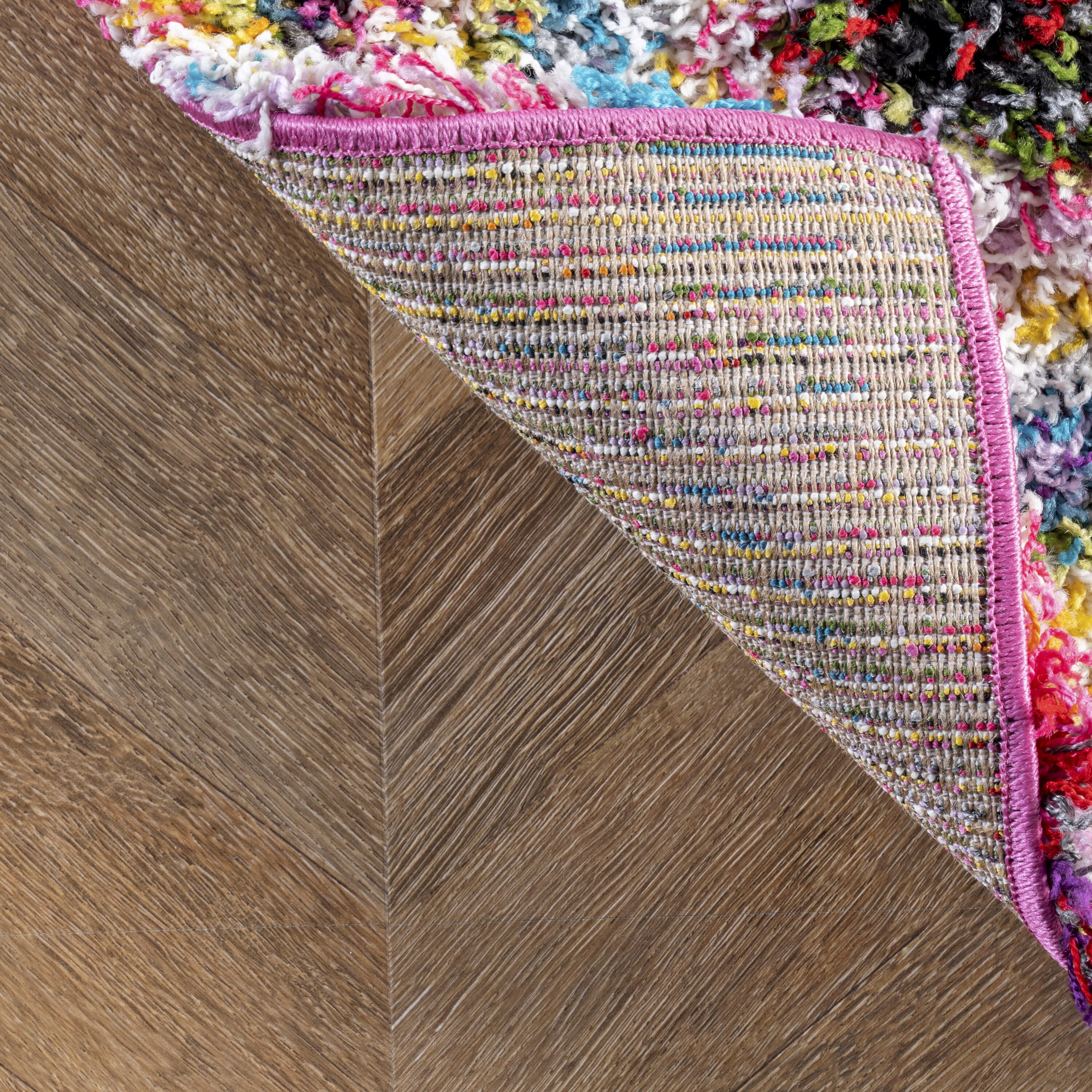 Kindra Multicolor Abstract Circle Shag 4' x 6' Rug