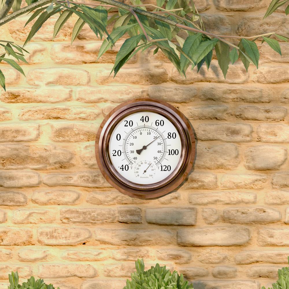 Nature Spring Analog Wired Indoor or Outdoor Bronze Modern Thermometer in  the Thermometer Clocks department at