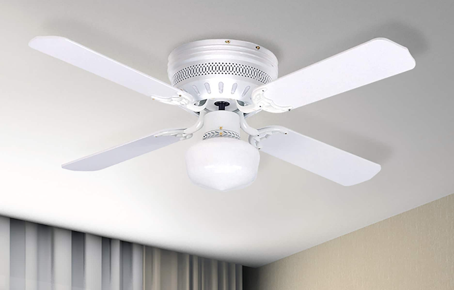 Litex Celeste 42-in White with White/Whitewash Blades LED Indoor Flush  Mount Ceiling Fan with Light (4-Blade) in the Ceiling Fans department at  Lowes.com