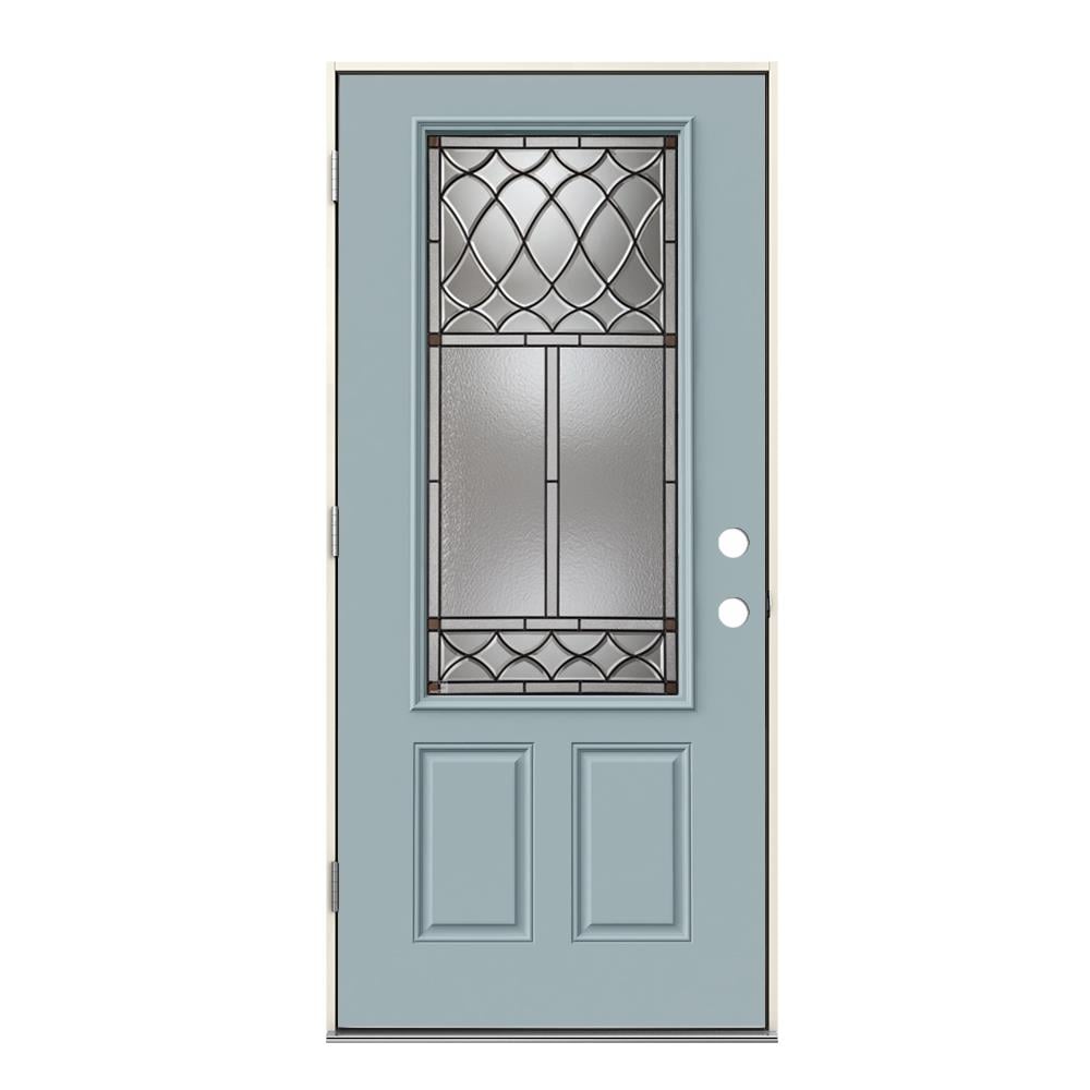 Jeld Wen Sheldon 36 In X 80 In Steel 3 4 Lite Right Hand Outswing Serenity Painted Prehung